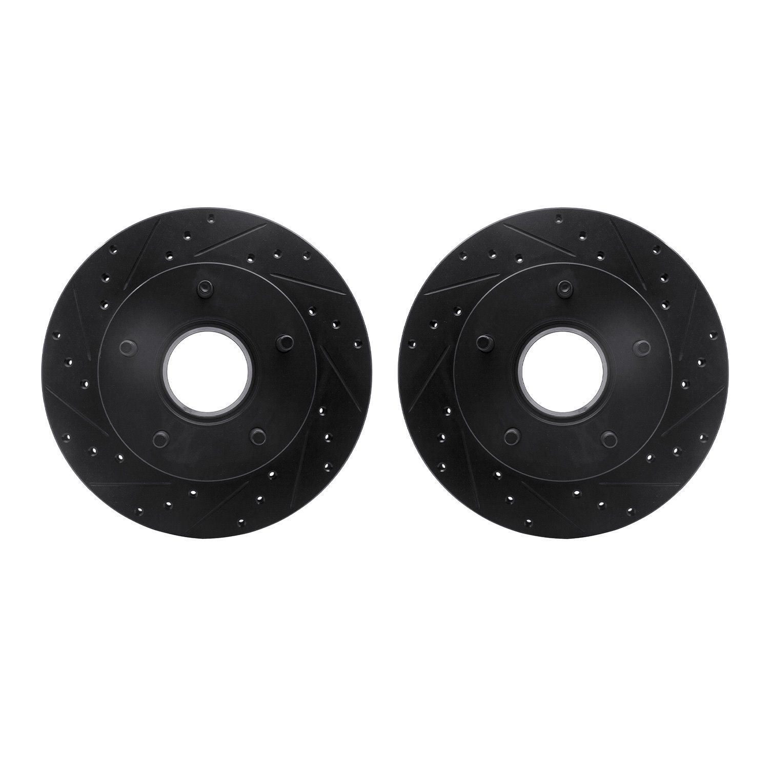 8002-54007 Drilled/Slotted Brake Rotors [Black], 1986-1988 Ford/Lincoln/Mercury/Mazda, Position: Front