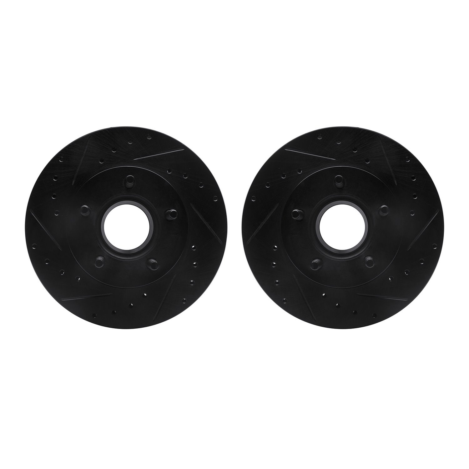 8002-54014 Drilled/Slotted Brake Rotors [Black], 1983-1992 Ford/Lincoln/Mercury/Mazda, Position: Front
