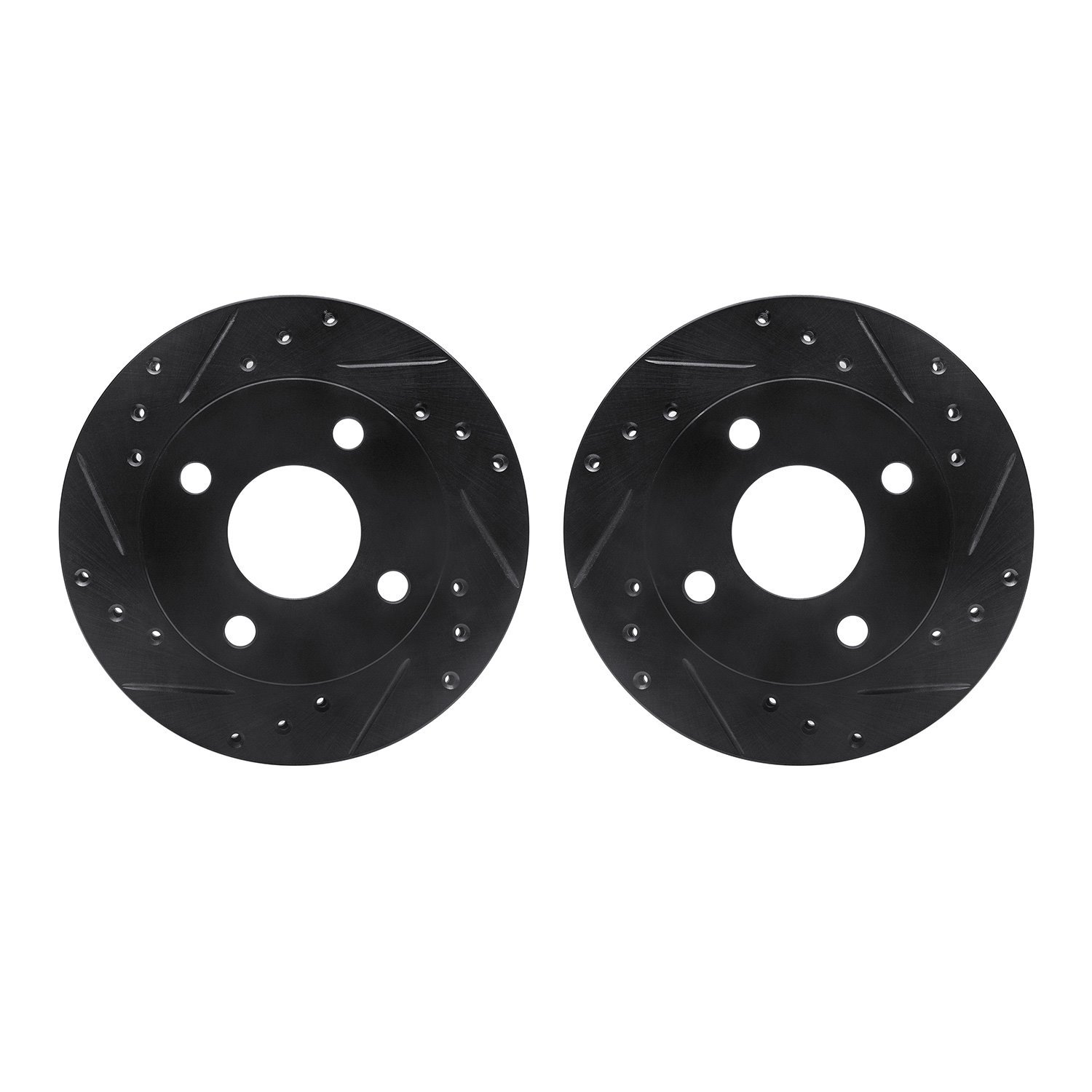 8002-54060 Drilled/Slotted Brake Rotors [Black], 1981-1994 Ford/Lincoln/Mercury/Mazda, Position: Front