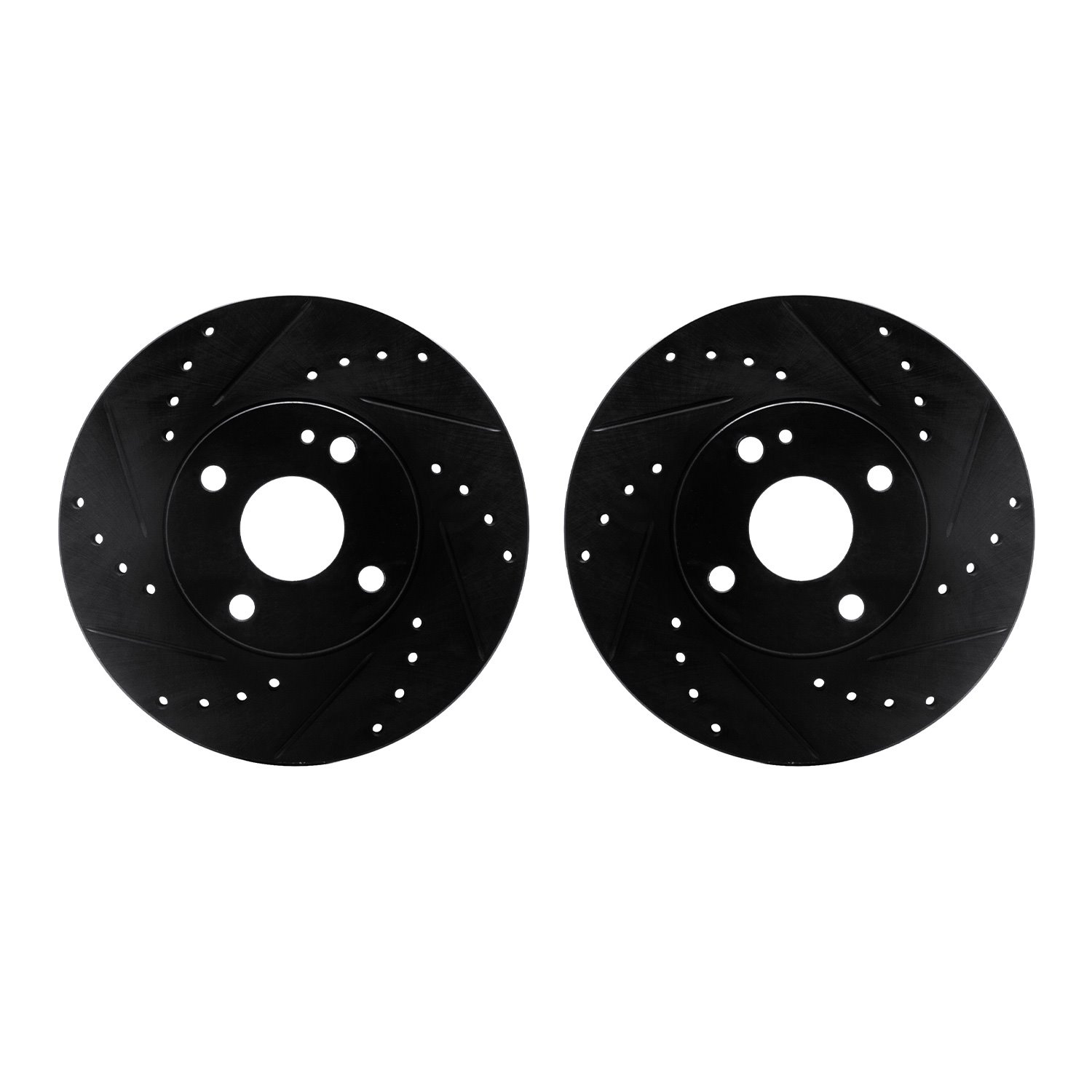 8002-54061 Drilled/Slotted Brake Rotors [Black], 1990-2003 Ford/Lincoln/Mercury/Mazda, Position: Front