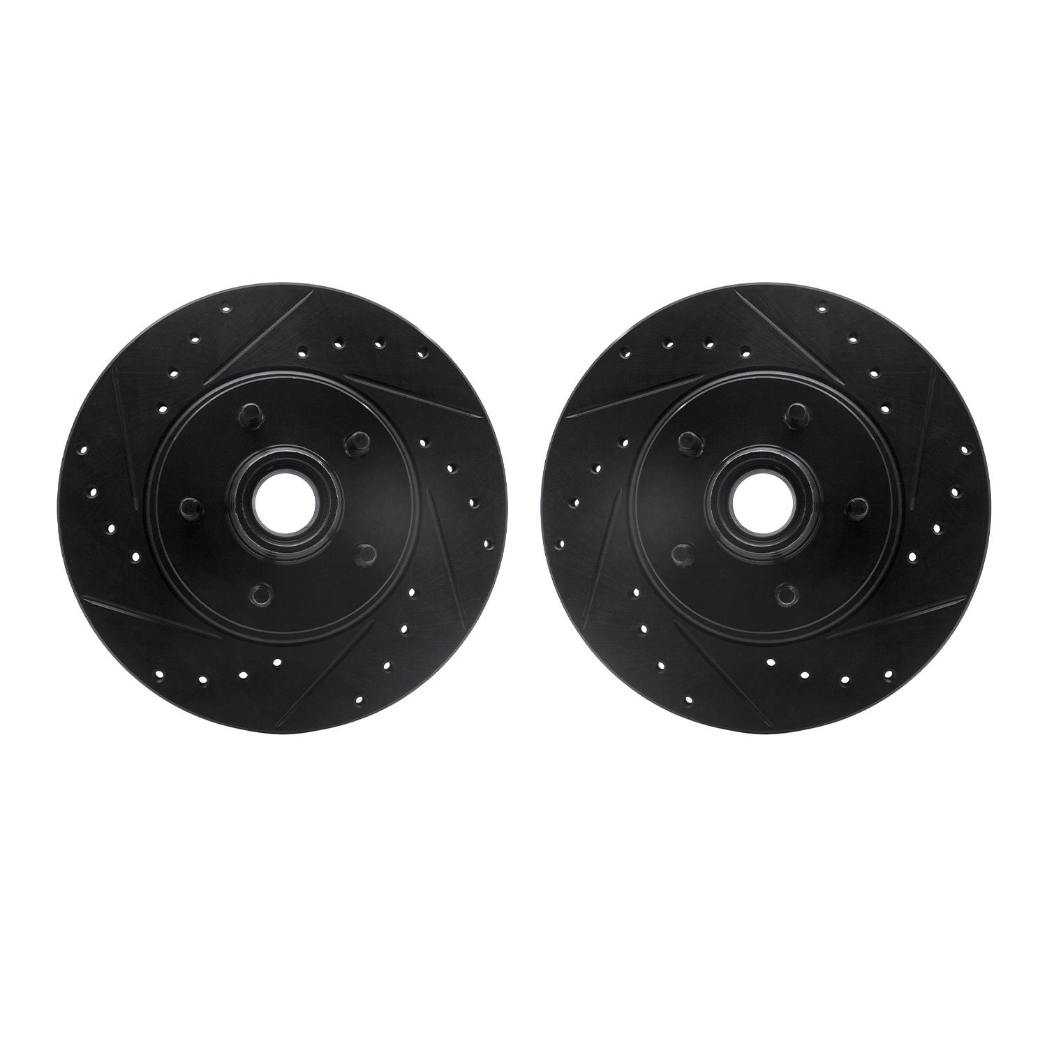 8002-54074 Drilled/Slotted Brake Rotors [Black], 1995-2011 Ford/Lincoln/Mercury/Mazda, Position: Front