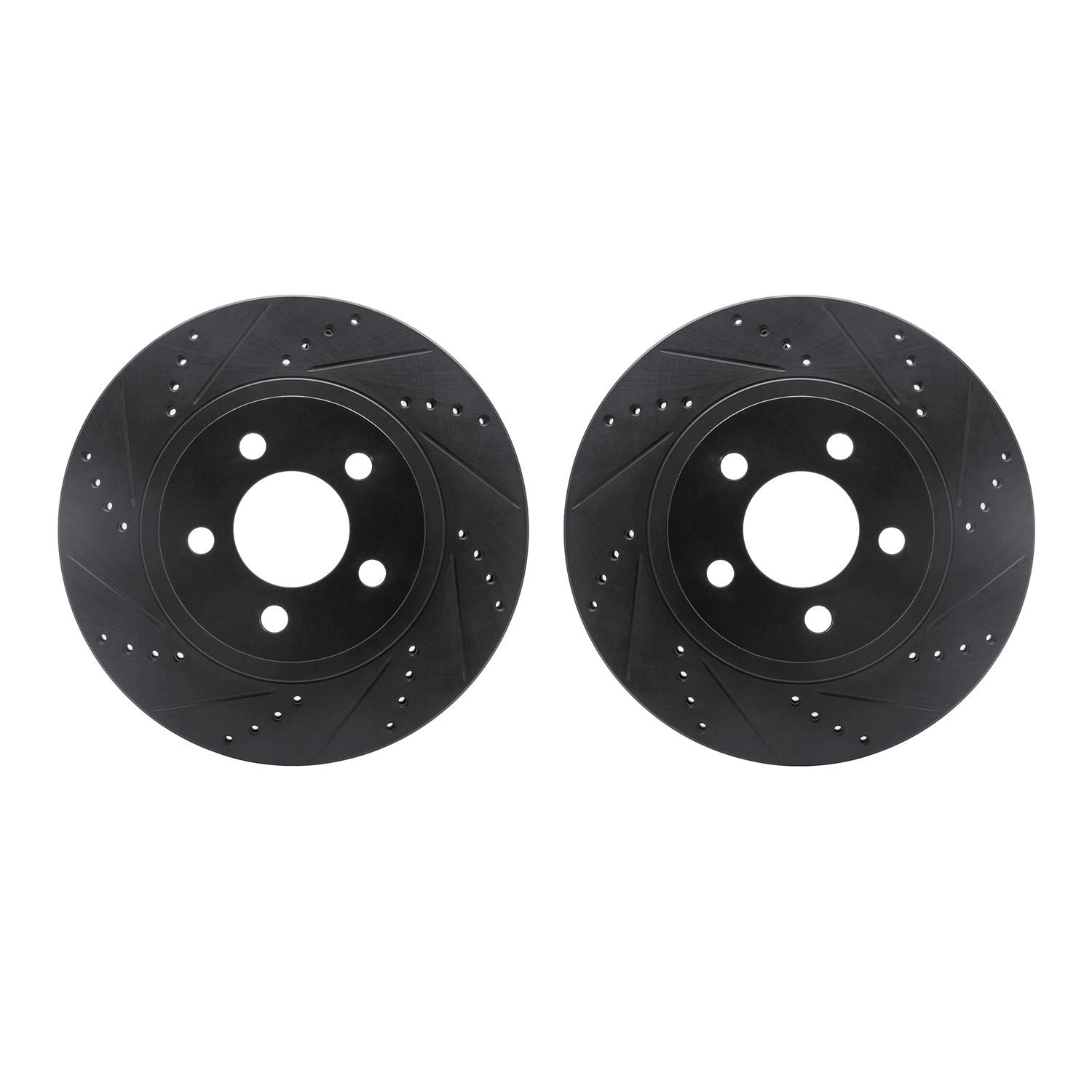 8002-54075 Drilled/Slotted Brake Rotors [Black], 2001-2011 Ford/Lincoln/Mercury/Mazda, Position: Front