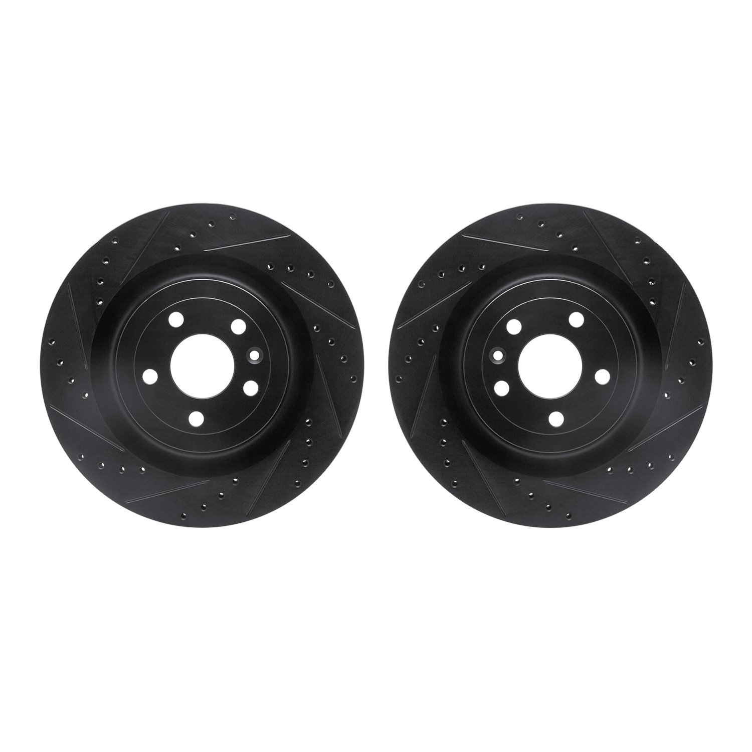 8002-54080 Drilled/Slotted Brake Rotors [Black], 2013-2019 Ford/Lincoln/Mercury/Mazda, Position: Front