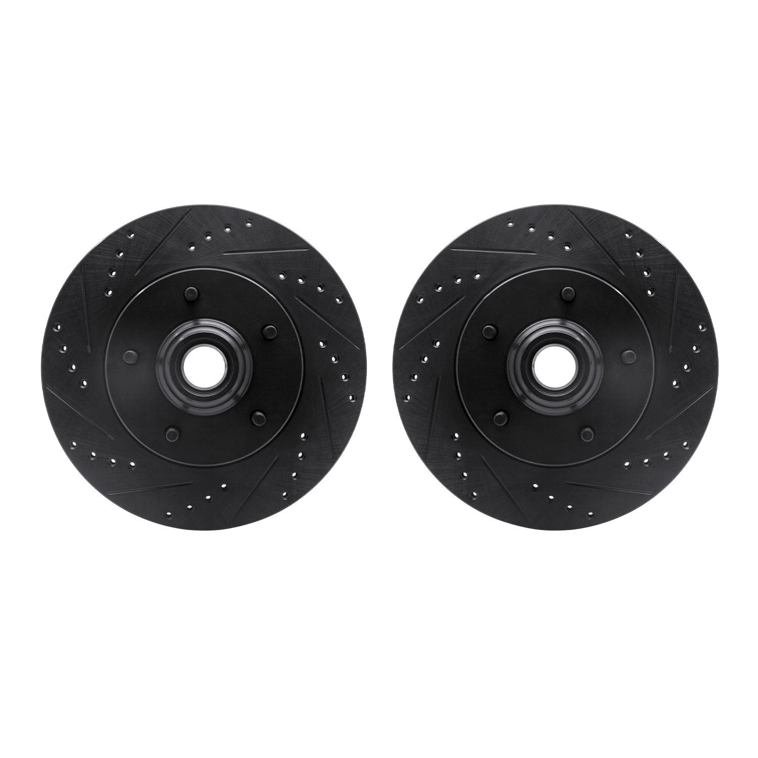8002-54085 Drilled/Slotted Brake Rotors [Black], 1997-1999 Ford/Lincoln/Mercury/Mazda, Position: Front