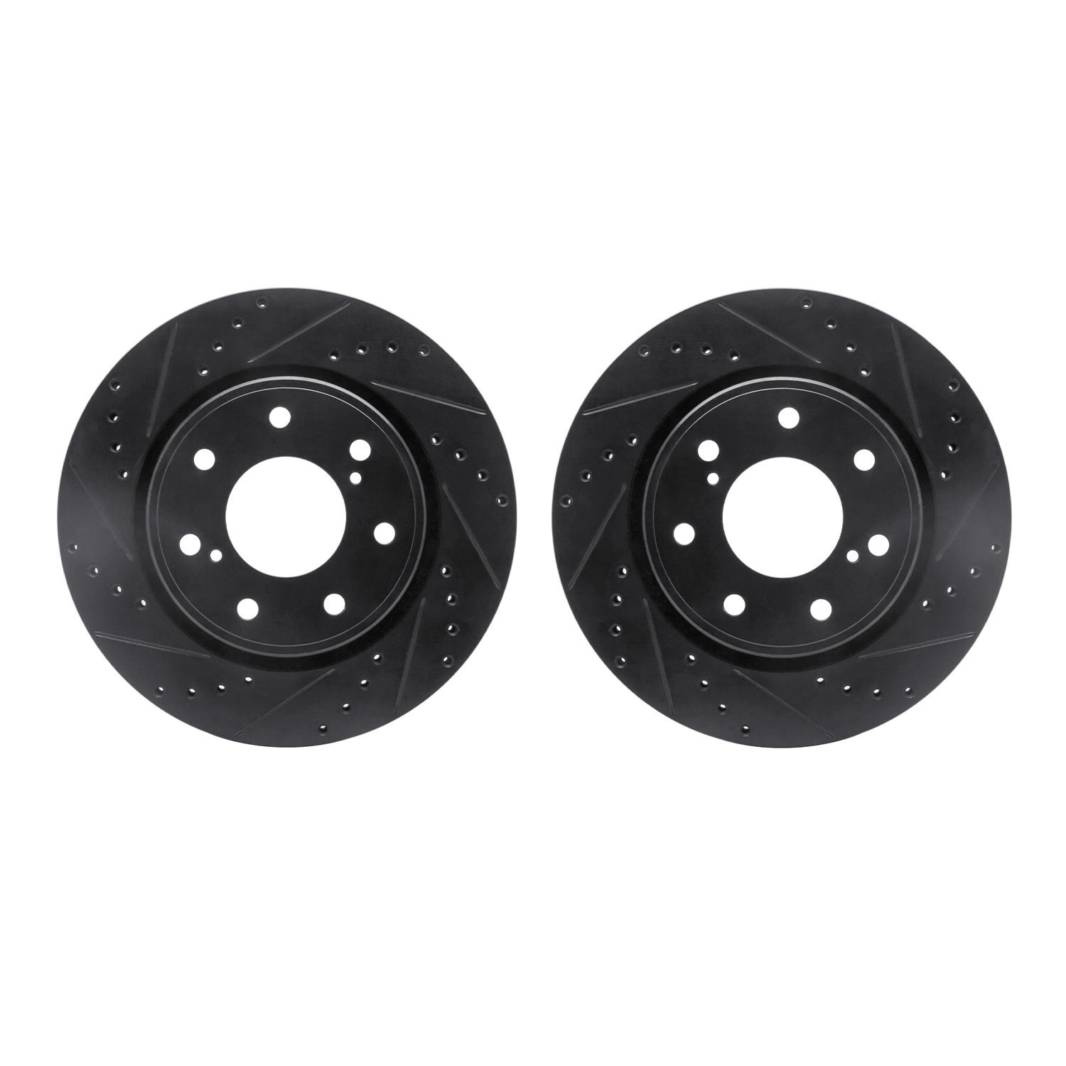 8002-54093 Drilled/Slotted Brake Rotors [Black], 2010-2014 Ford/Lincoln/Mercury/Mazda, Position: Front