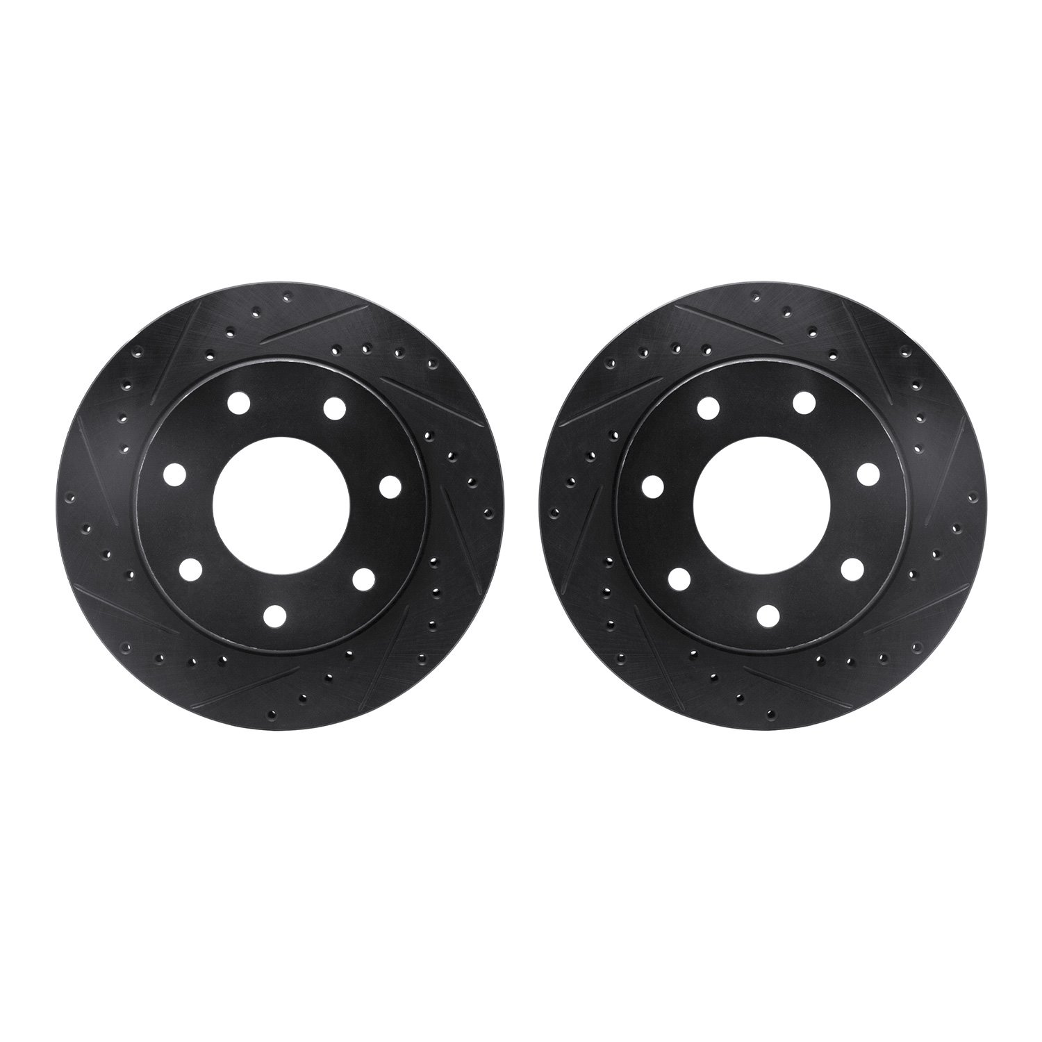 8002-54095 Drilled/Slotted Brake Rotors [Black], 1997-2004 Ford/Lincoln/Mercury/Mazda, Position: Front