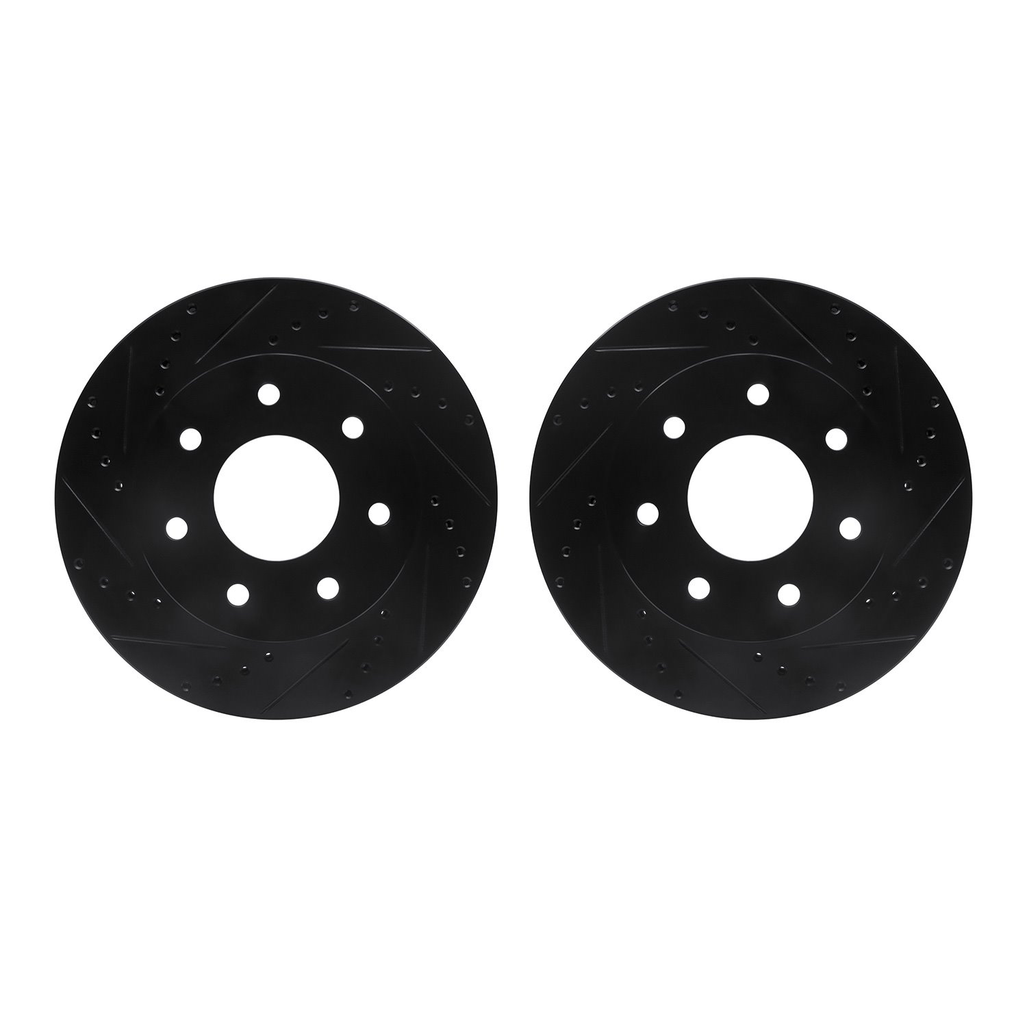 8002-54097 Drilled/Slotted Brake Rotors [Black], 2004-2008 Ford/Lincoln/Mercury/Mazda, Position: Front