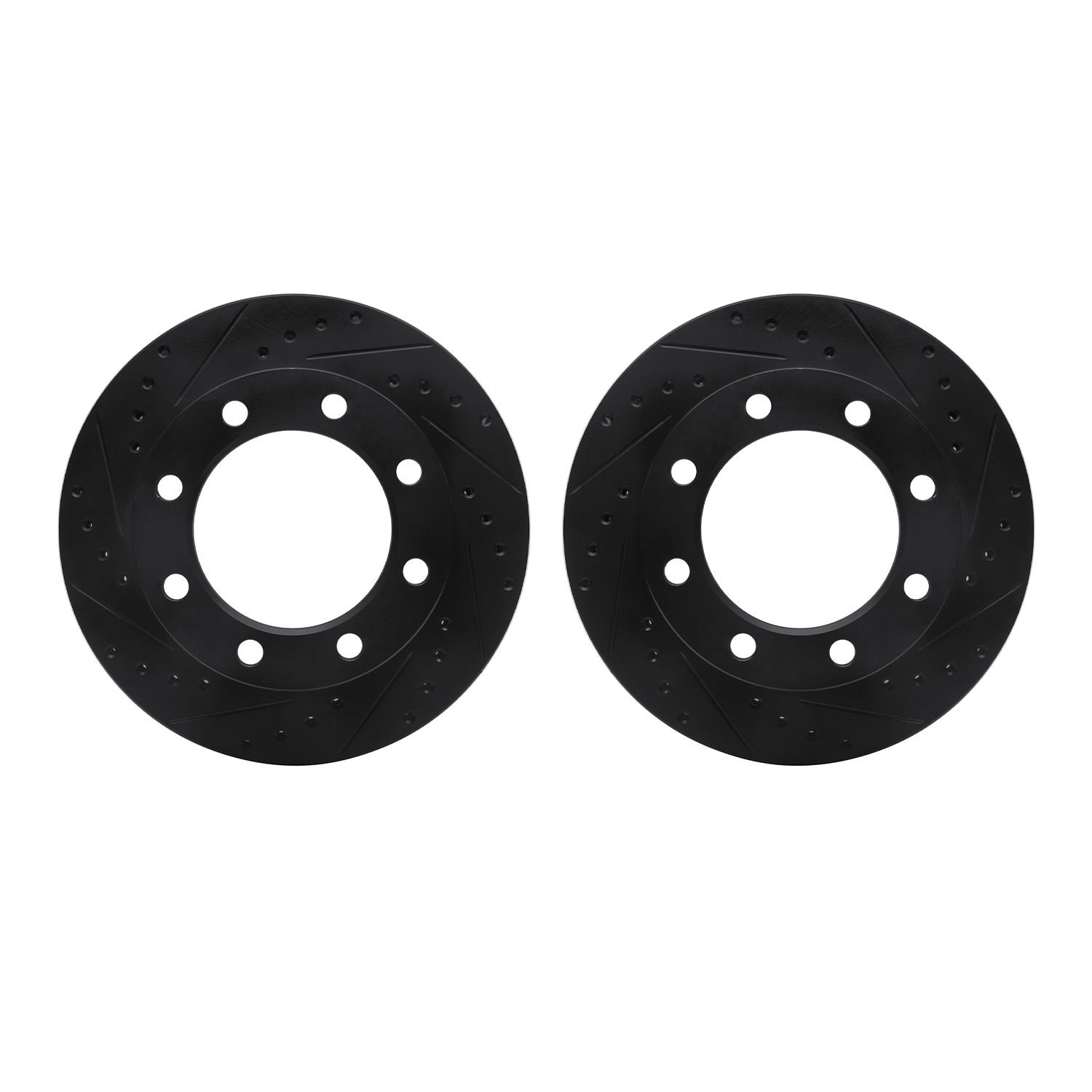 8002-54101 Drilled/Slotted Brake Rotors [Black], 1976-1979 Ford/Lincoln/Mercury/Mazda, Position: Front