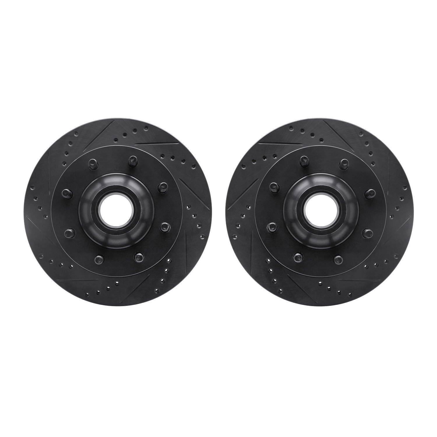 8002-54107 Drilled/Slotted Brake Rotors [Black], 1999-2002 Ford/Lincoln/Mercury/Mazda, Position: Front