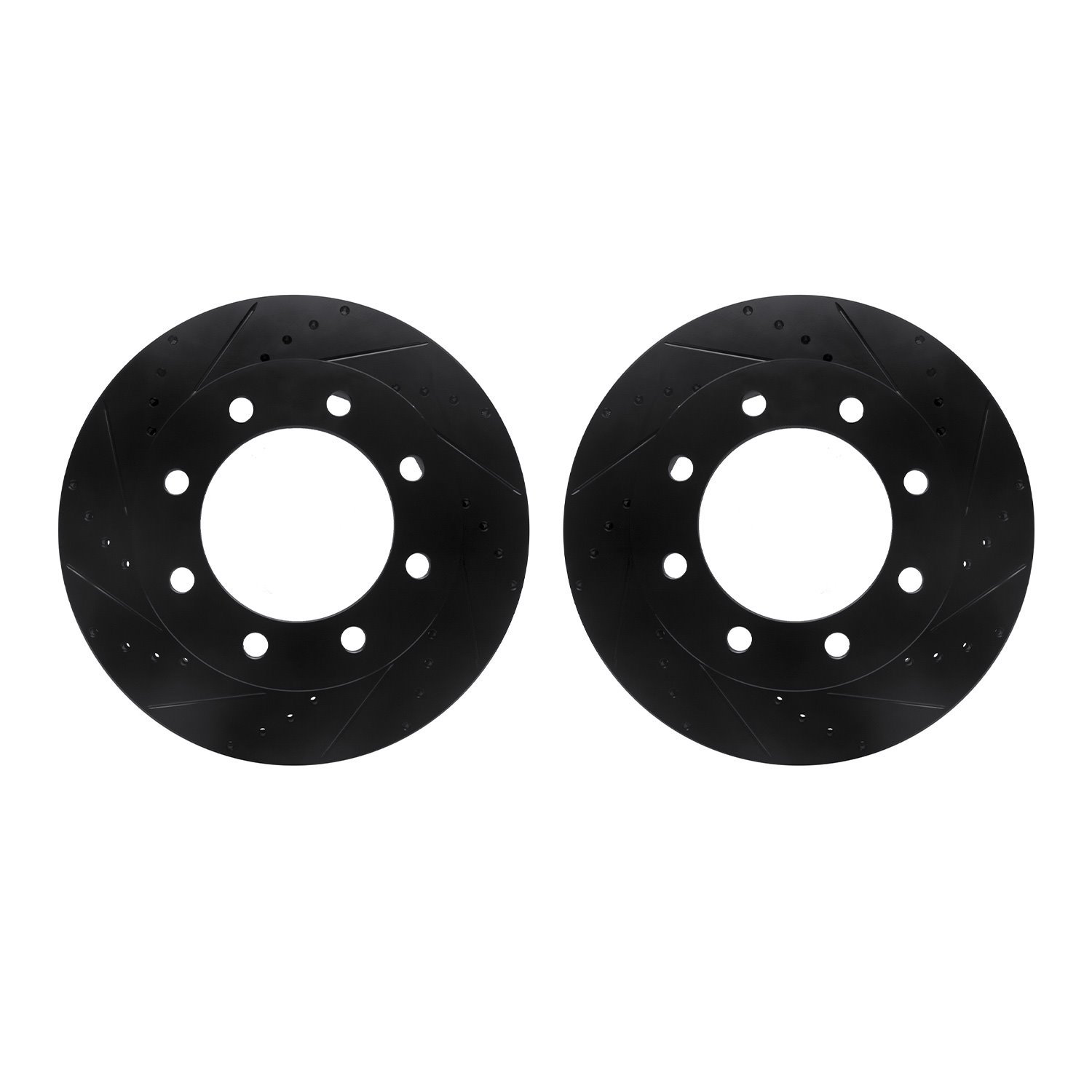 8002-54112 Drilled/Slotted Brake Rotors [Black], 2005-2012 Ford/Lincoln/Mercury/Mazda, Position: Front