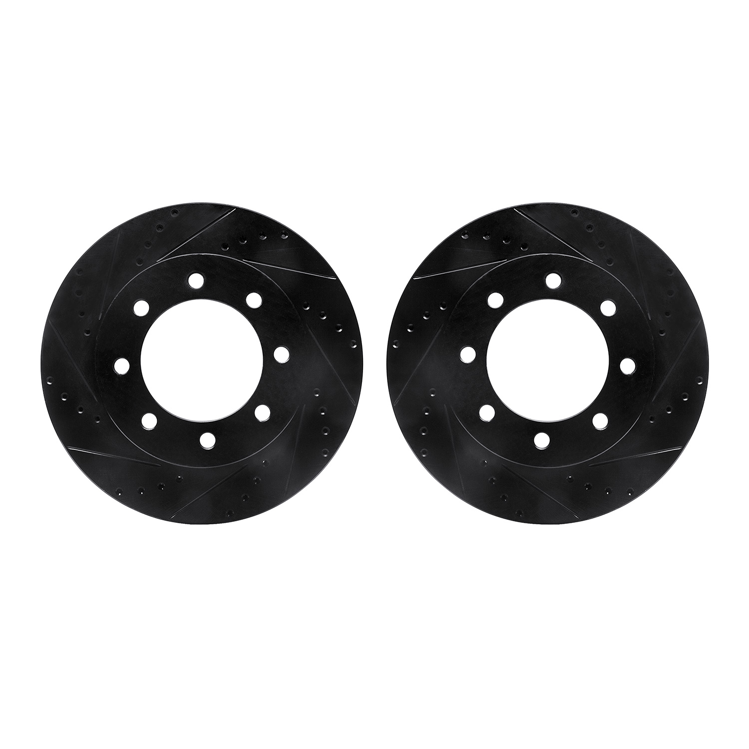 8002-54122 Drilled/Slotted Brake Rotors [Black], 1999-2001 Ford/Lincoln/Mercury/Mazda, Position: Front