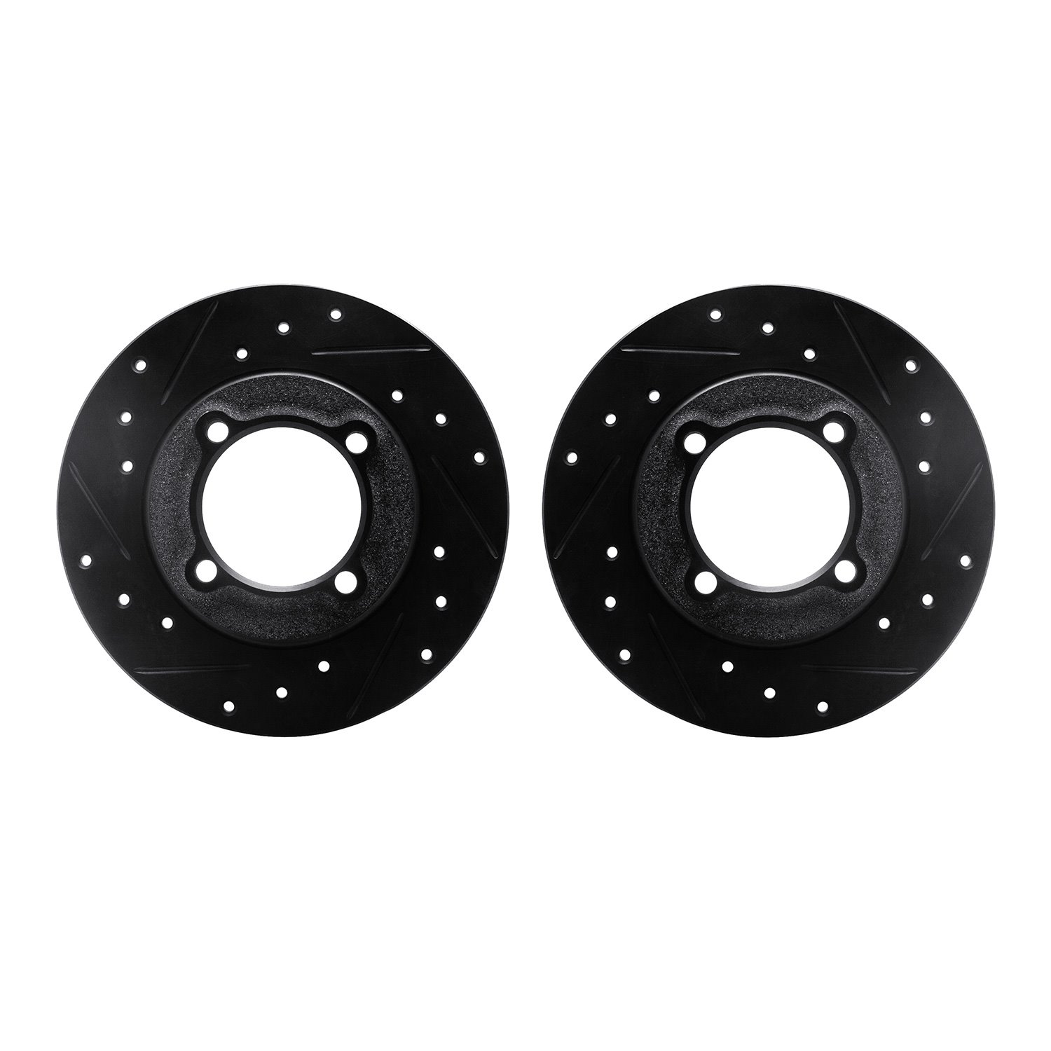 8002-54130 Drilled/Slotted Brake Rotors [Black], 1988-1993 Ford/Lincoln/Mercury/Mazda, Position: Front