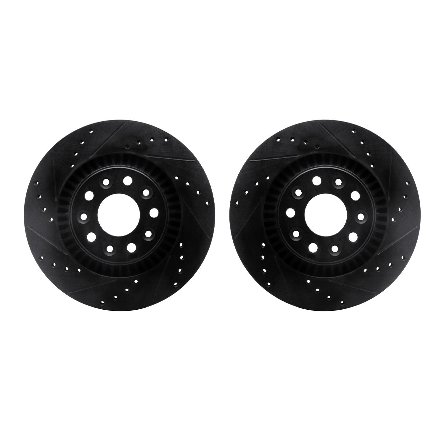 8002-54134 Drilled/Slotted Brake Rotors [Black], 2005-2009 Ford/Lincoln/Mercury/Mazda, Position: Front