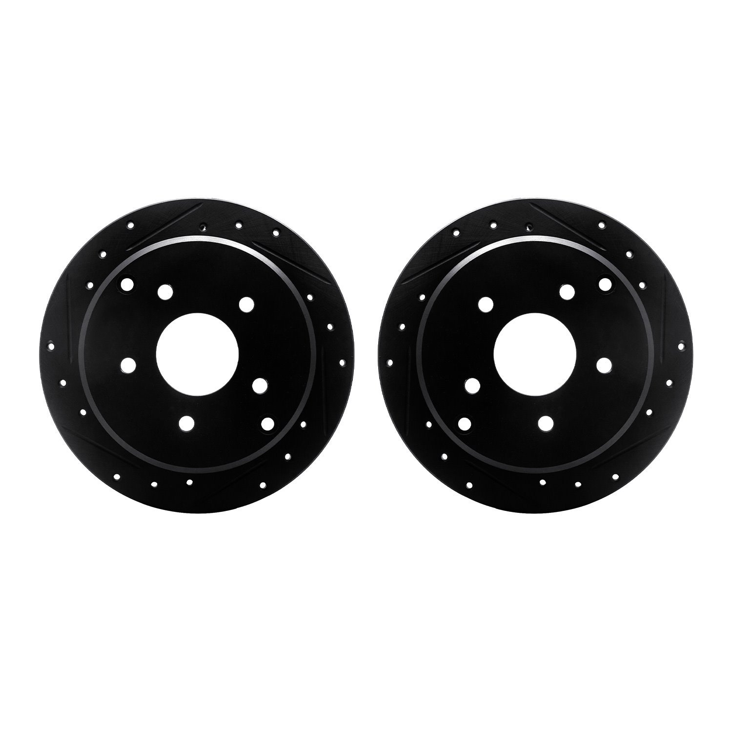 8002-54145 Drilled/Slotted Brake Rotors [Black], 1974-1980 Ford/Lincoln/Mercury/Mazda, Position: Front