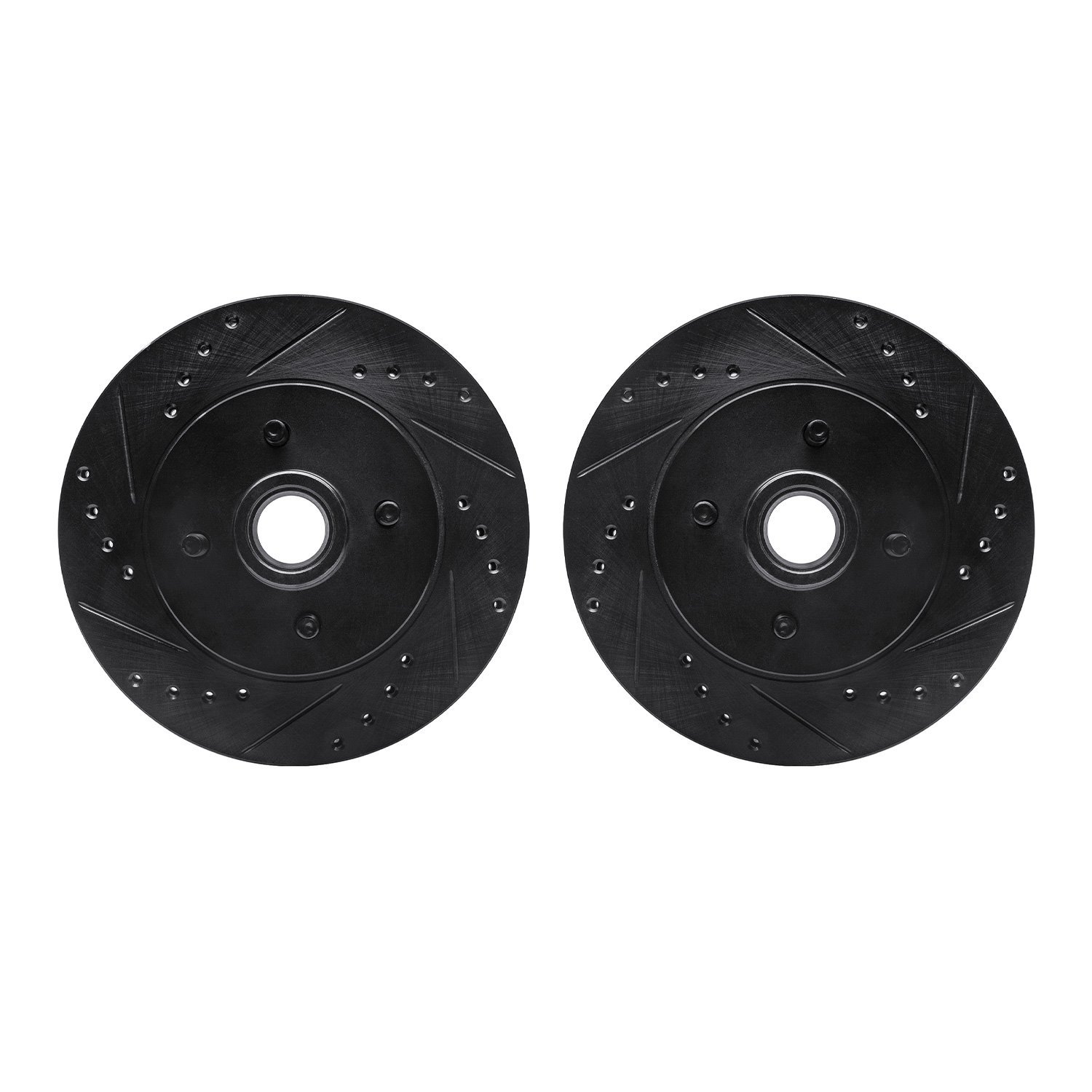 8002-54150 Drilled/Slotted Brake Rotors [Black], 1987-1993 Ford/Lincoln/Mercury/Mazda, Position: Front