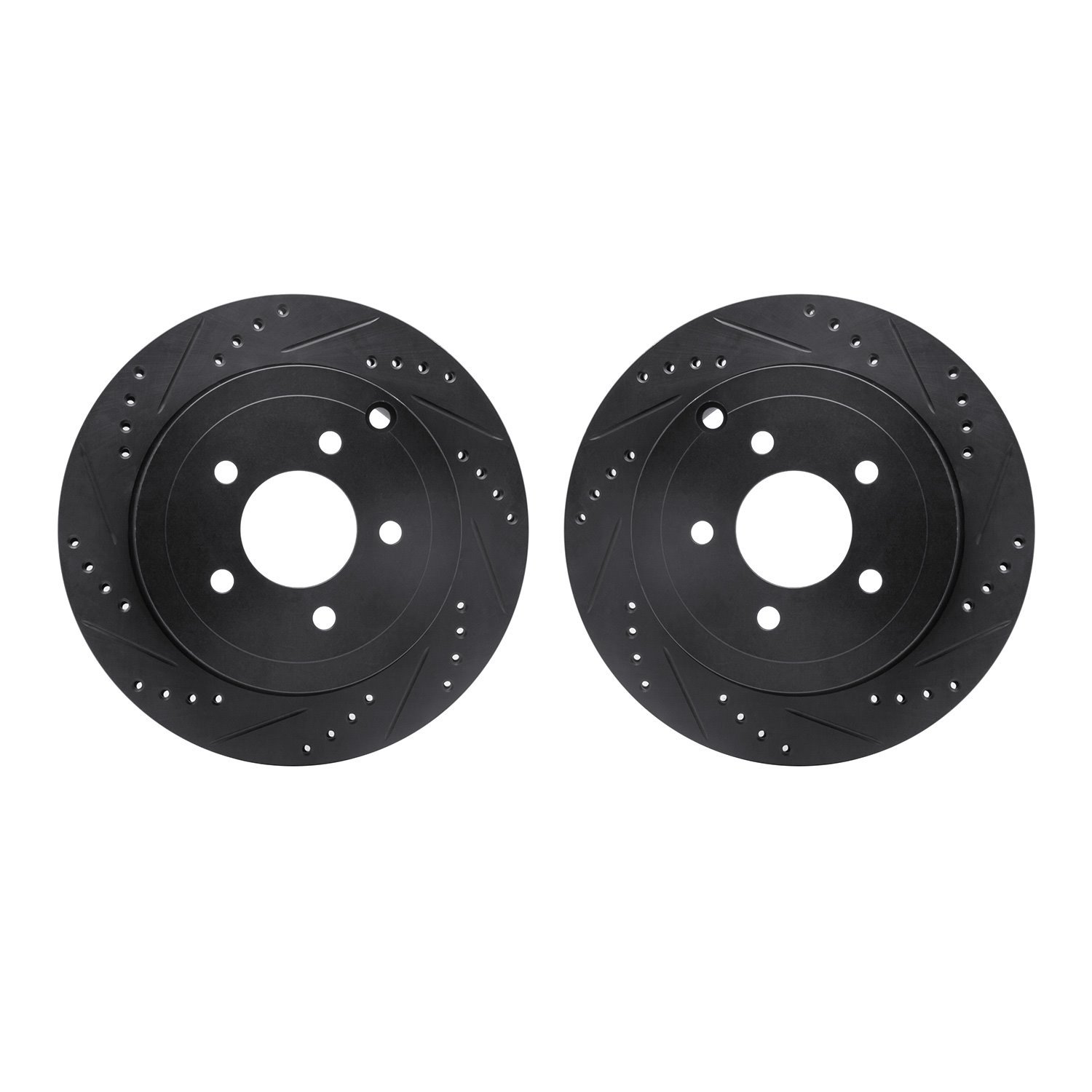 8002-54163 Drilled/Slotted Brake Rotors [Black], 1995-1997 Ford/Lincoln/Mercury/Mazda, Position: Front