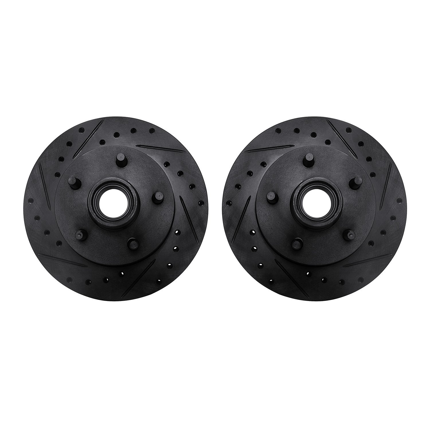 8002-54165 Drilled/Slotted Brake Rotors [Black], 1995-1997 Ford/Lincoln/Mercury/Mazda, Position: Front