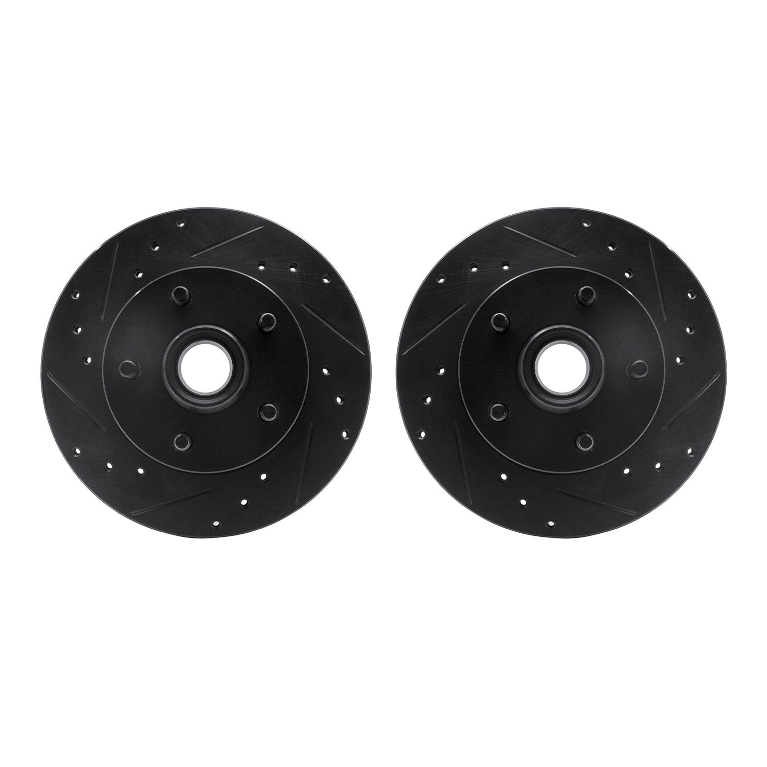 8002-54166 Drilled/Slotted Brake Rotors [Black], 1995-1997 Ford/Lincoln/Mercury/Mazda, Position: Front