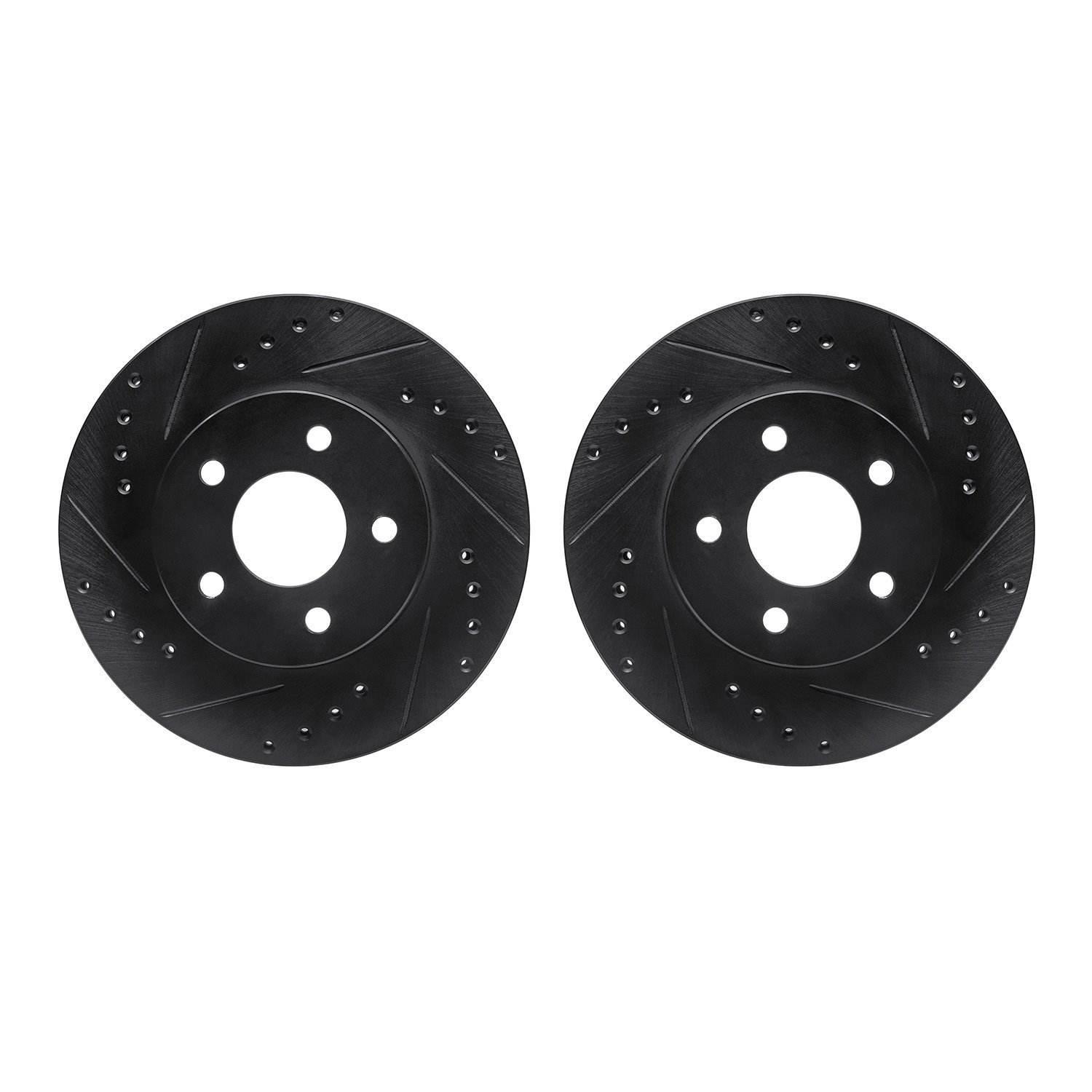8002-54175 Drilled/Slotted Brake Rotors [Black], 1989-1990 Ford/Lincoln/Mercury/Mazda, Position: Front