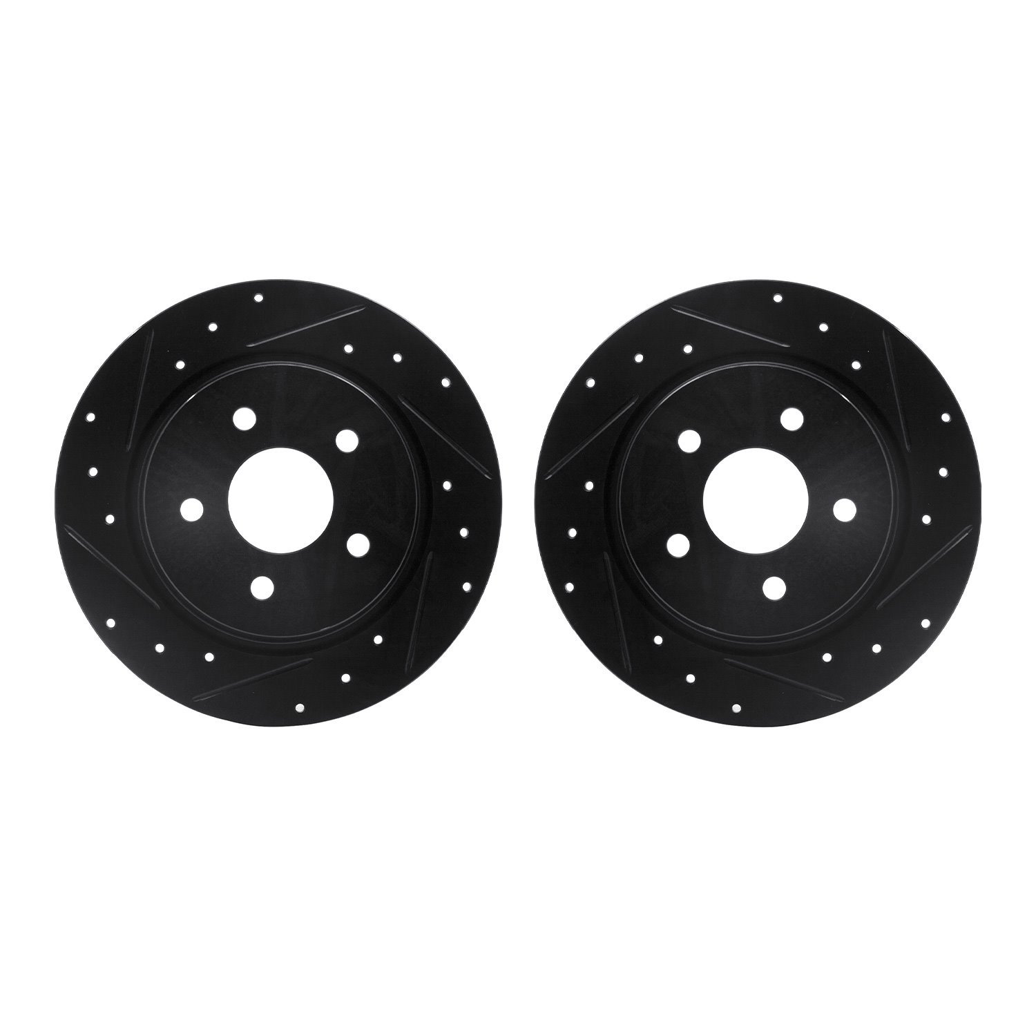 8002-54186 Drilled/Slotted Brake Rotors [Black], 2013-2018 Ford/Lincoln/Mercury/Mazda, Position: Rear