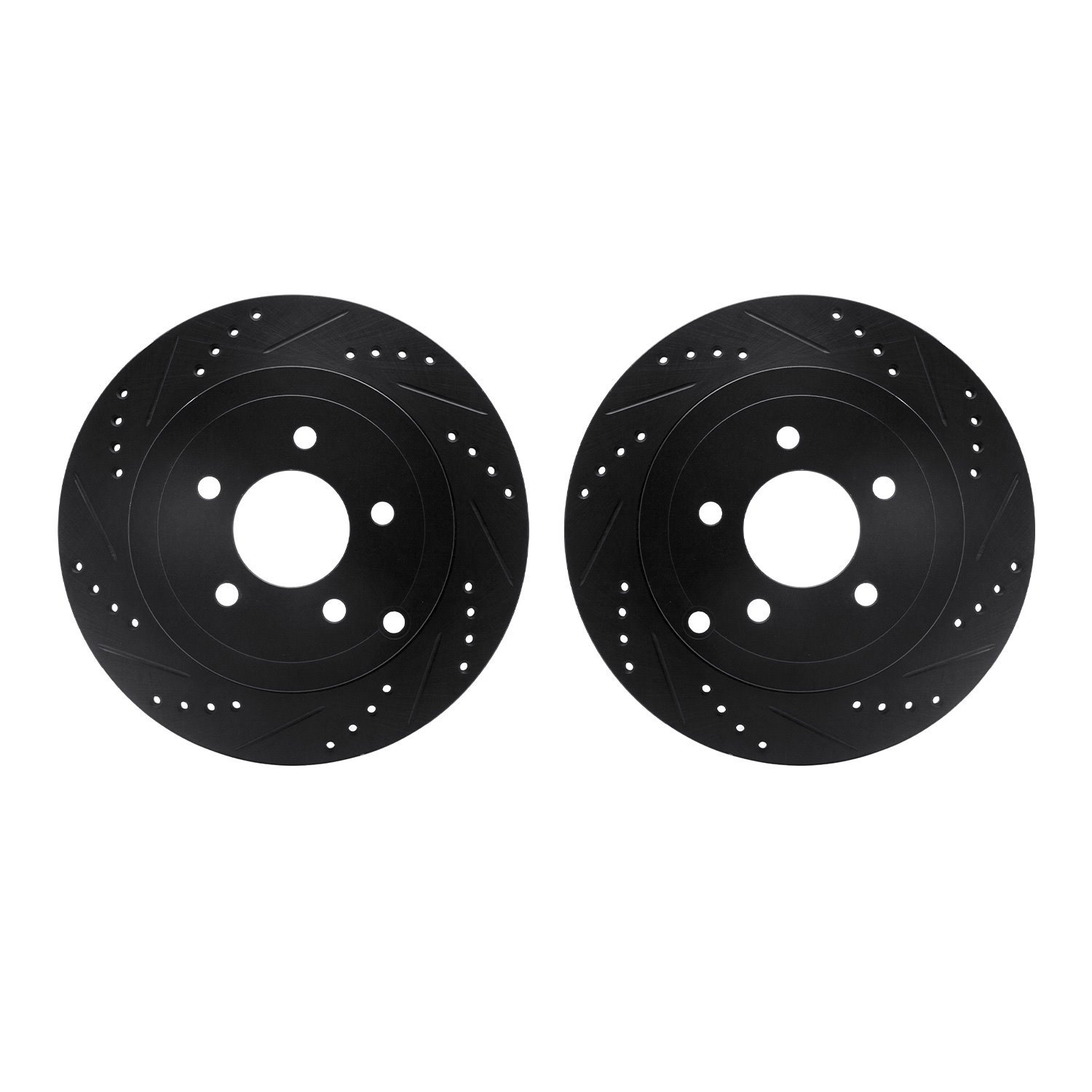 8002-54197 Drilled/Slotted Brake Rotors [Black], 2007-2010 Ford/Lincoln/Mercury/Mazda, Position: Rear