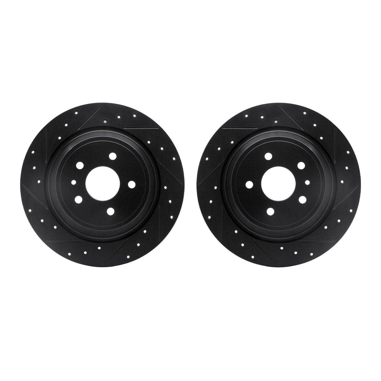 8002-54200 Drilled/Slotted Brake Rotors [Black], 2013-2020 Ford/Lincoln/Mercury/Mazda, Position: Rear