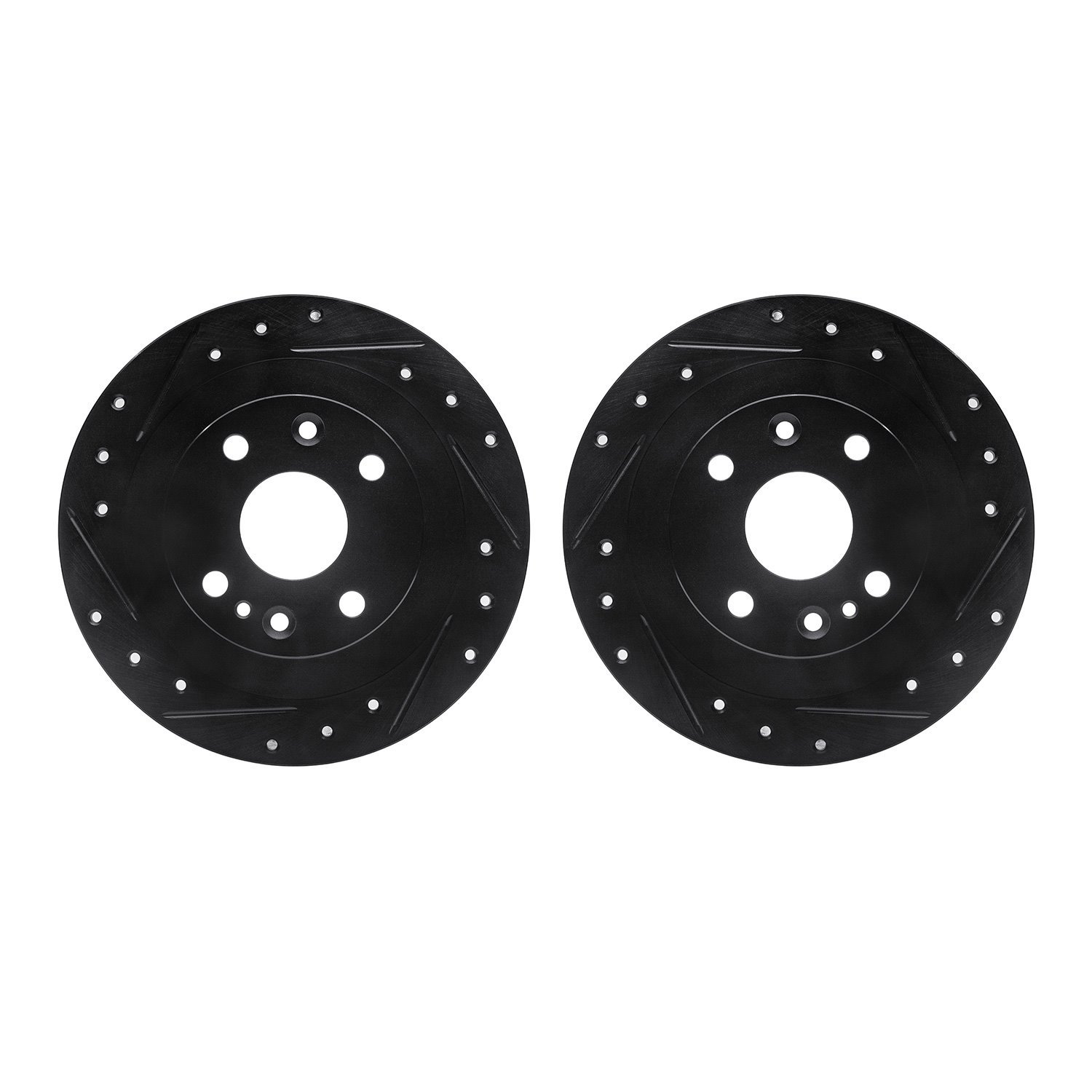 8002-54202 Drilled/Slotted Brake Rotors [Black], 1990-2003 Ford/Lincoln/Mercury/Mazda, Position: Rear