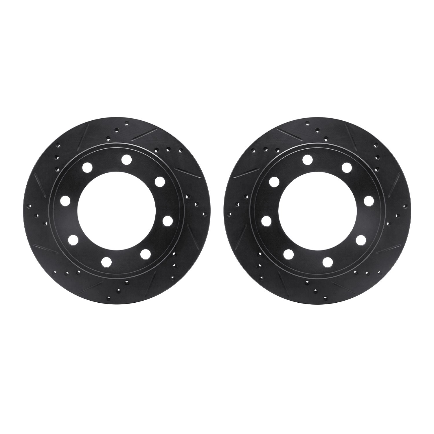 8002-54203 Drilled/Slotted Brake Rotors [Black], 1999-2005 Ford/Lincoln/Mercury/Mazda, Position: Rear