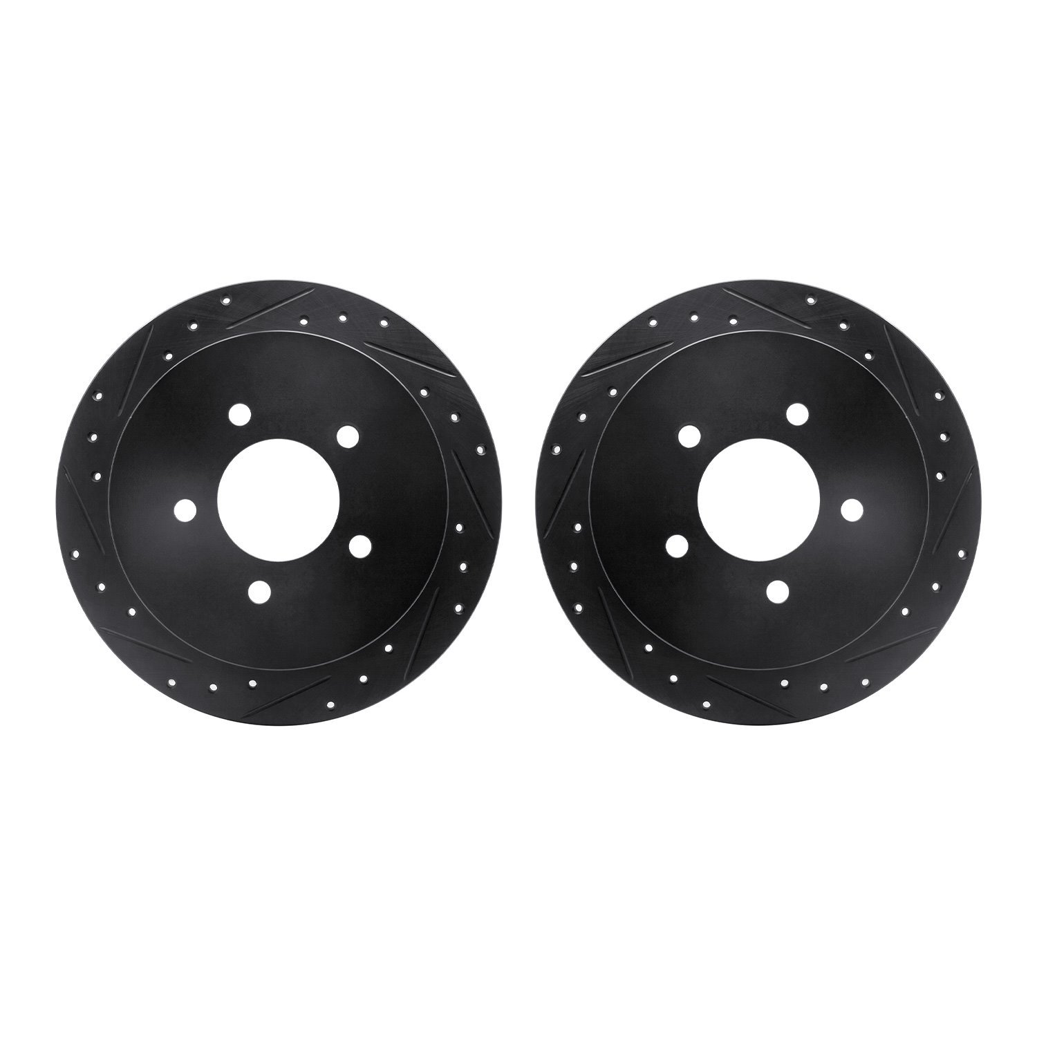 8002-54204 Drilled/Slotted Brake Rotors [Black], 1997-2004 Ford/Lincoln/Mercury/Mazda, Position: Rear