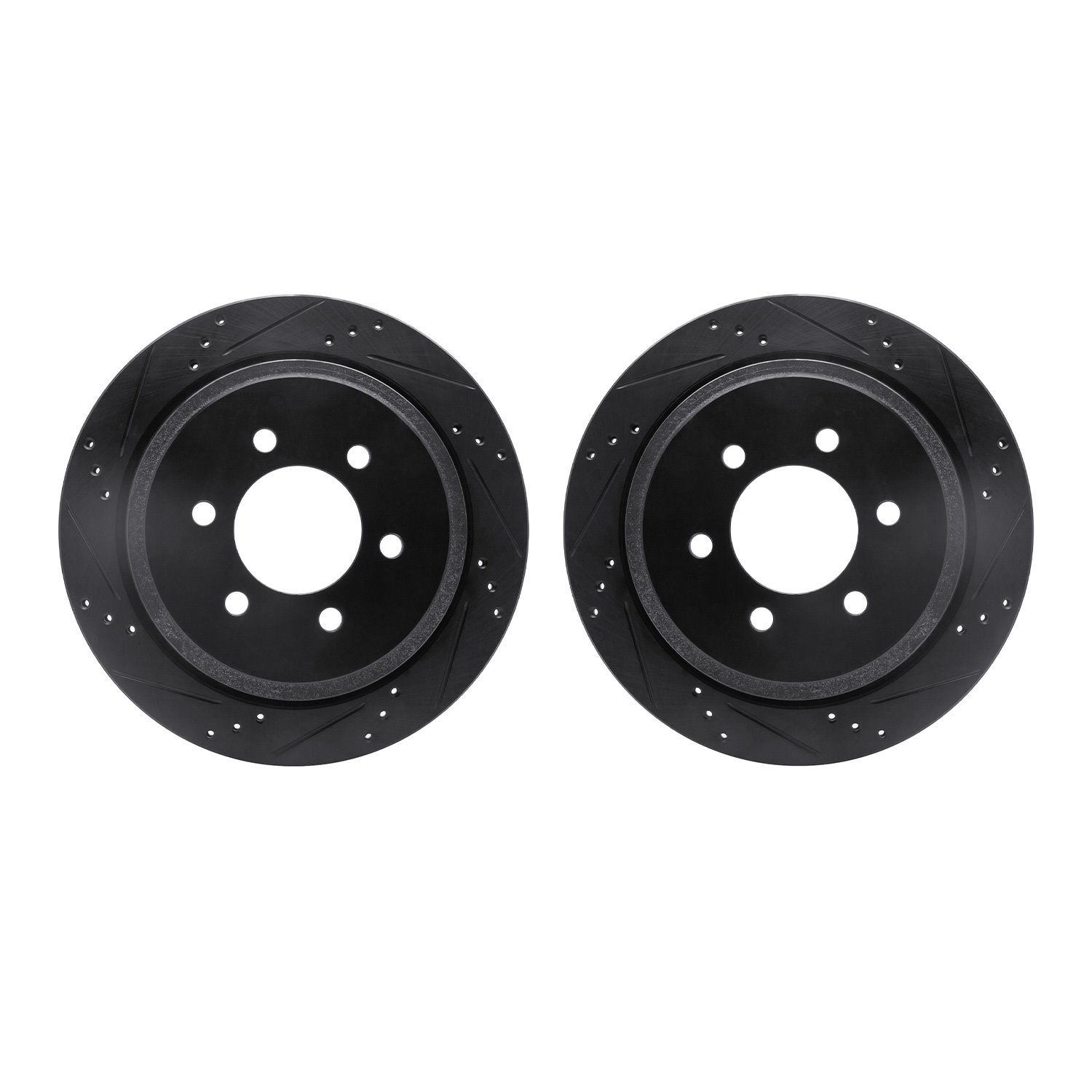 8002-54205 Drilled/Slotted Brake Rotors [Black], 2002-2006 Ford/Lincoln/Mercury/Mazda, Position: Rear