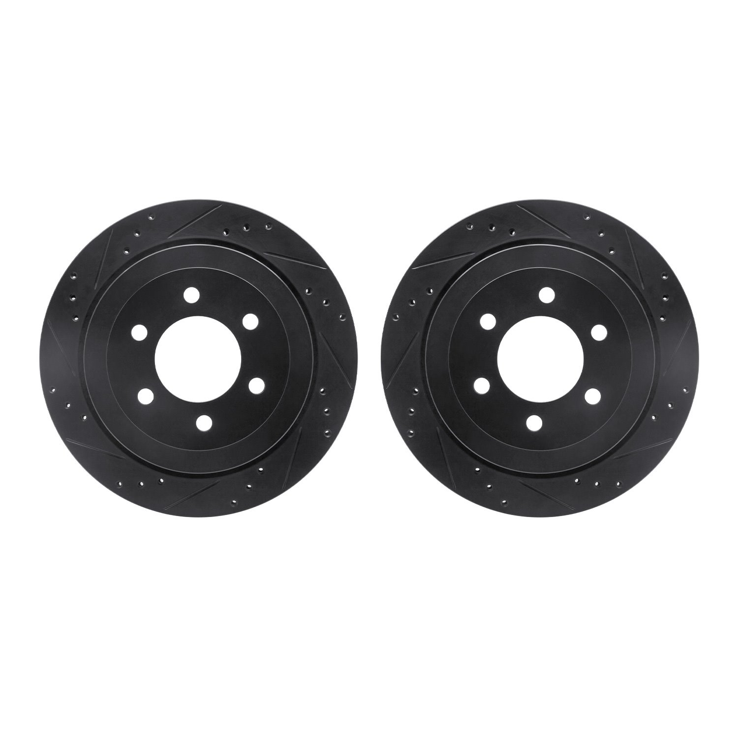 8002-54206 Drilled/Slotted Brake Rotors [Black], 2007-2017 Ford/Lincoln/Mercury/Mazda, Position: Rear