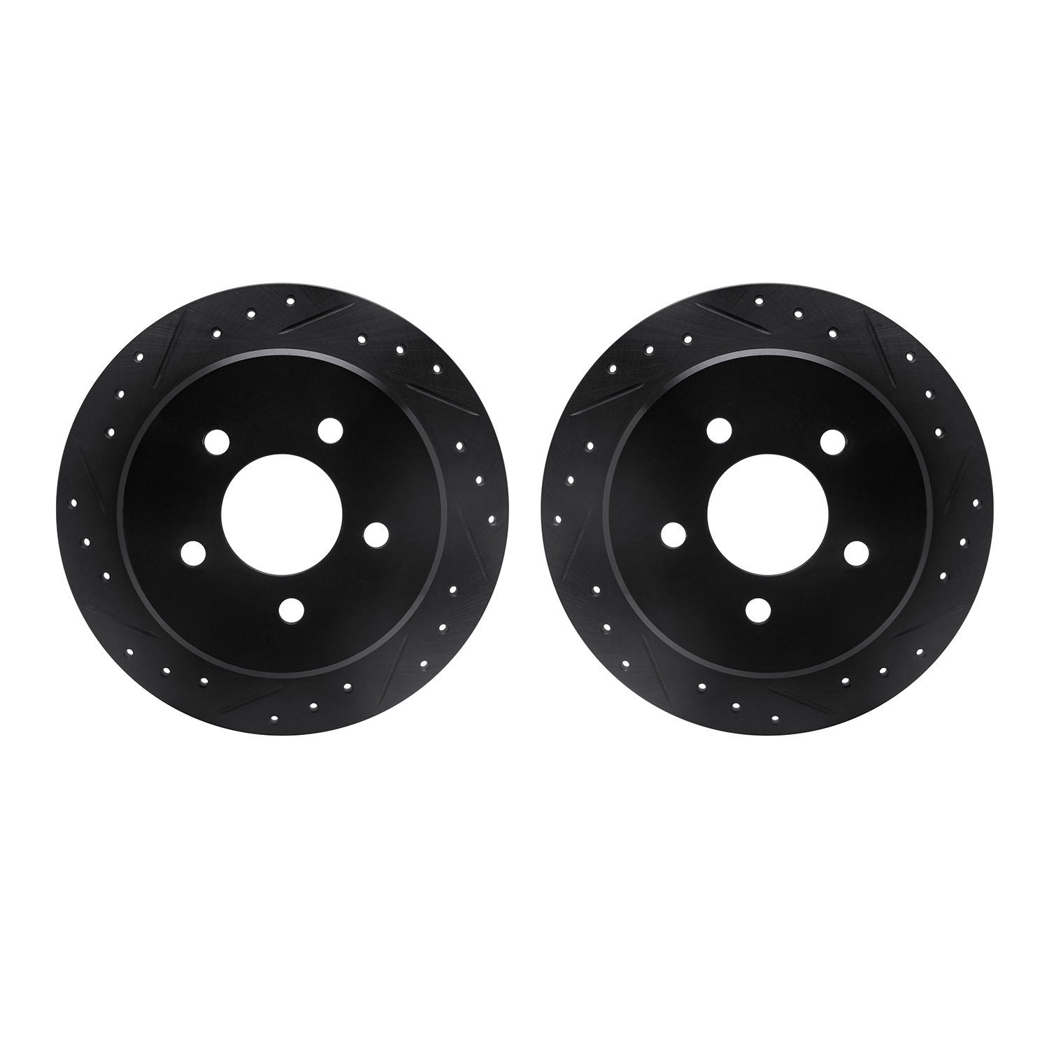 8002-54208 Drilled/Slotted Brake Rotors [Black], 1995-2002 Ford/Lincoln/Mercury/Mazda, Position: Rear