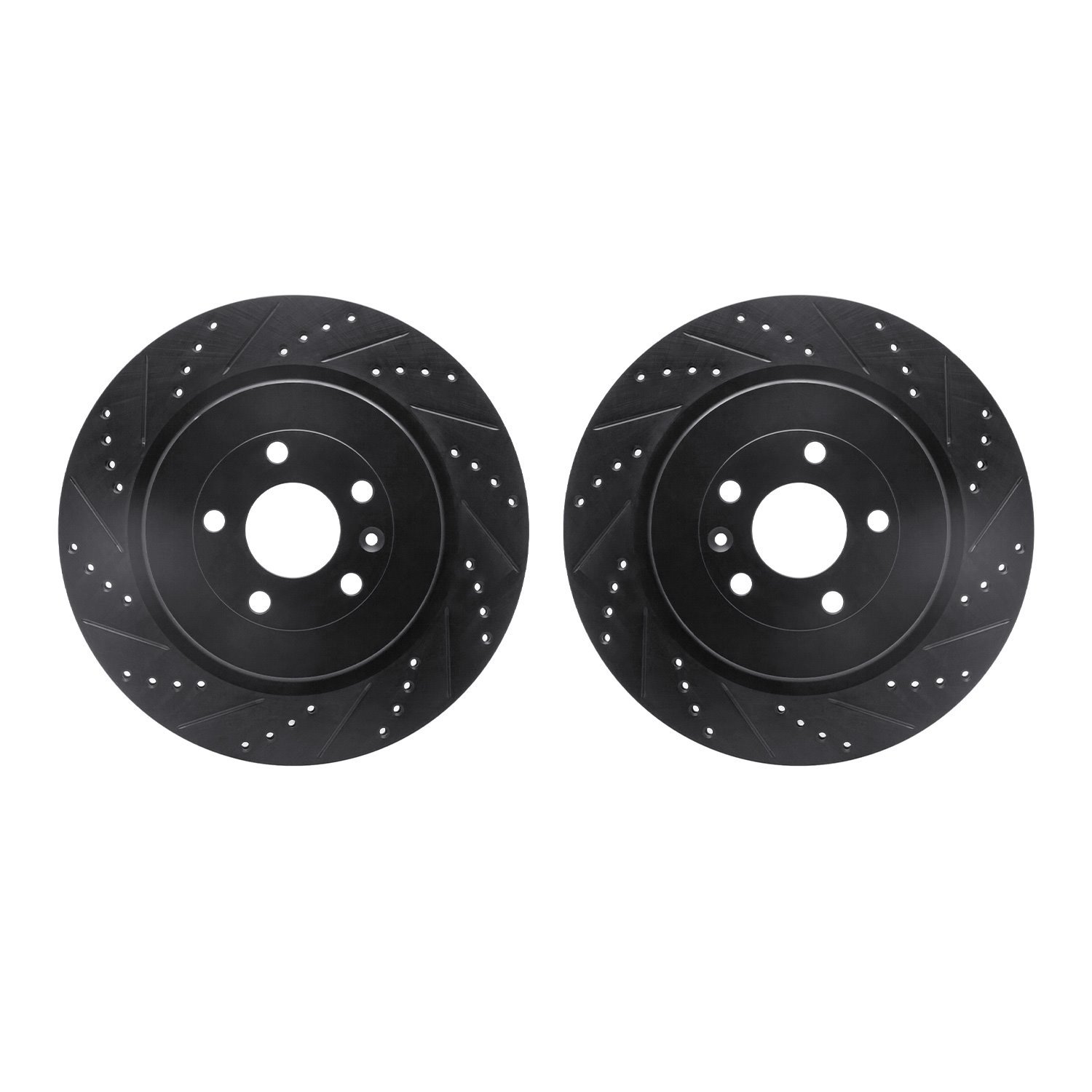 8002-54211 Drilled/Slotted Brake Rotors [Black], 2013-2019 Ford/Lincoln/Mercury/Mazda, Position: Rear