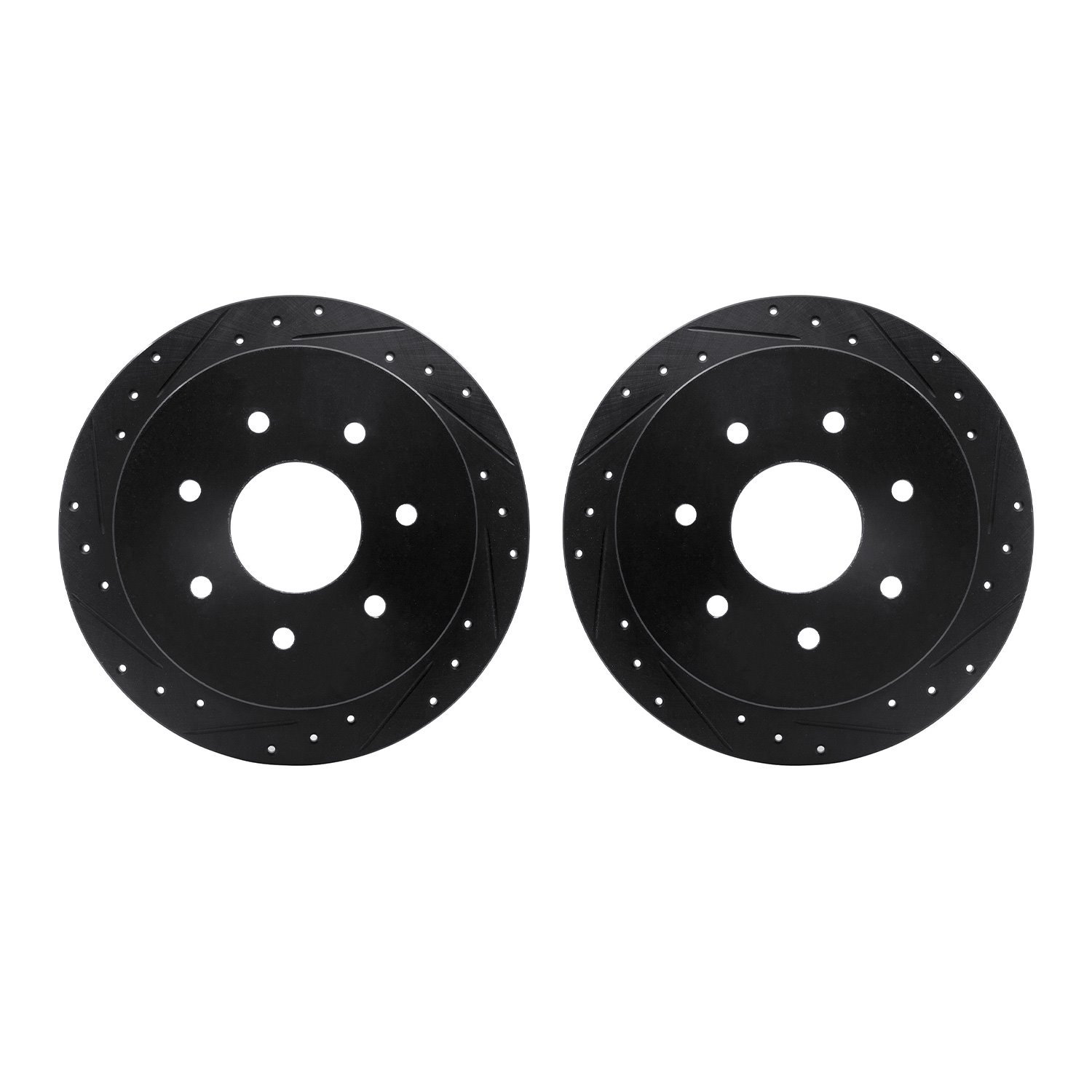 8002-54214 Drilled/Slotted Brake Rotors [Black], 1997-2004 Ford/Lincoln/Mercury/Mazda, Position: Rear