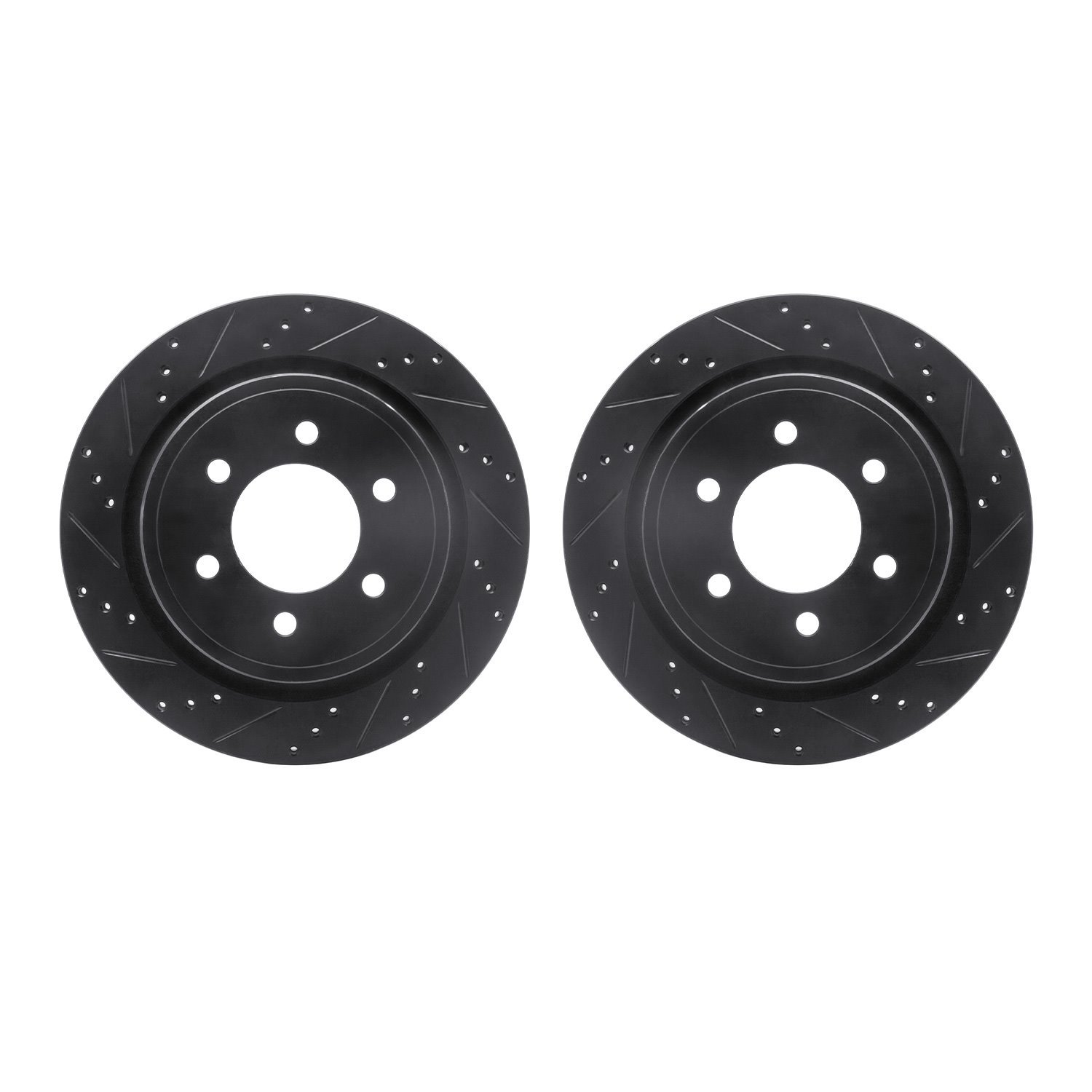 8002-54217 Drilled/Slotted Brake Rotors [Black], 2012-2020 Ford/Lincoln/Mercury/Mazda, Position: Rear