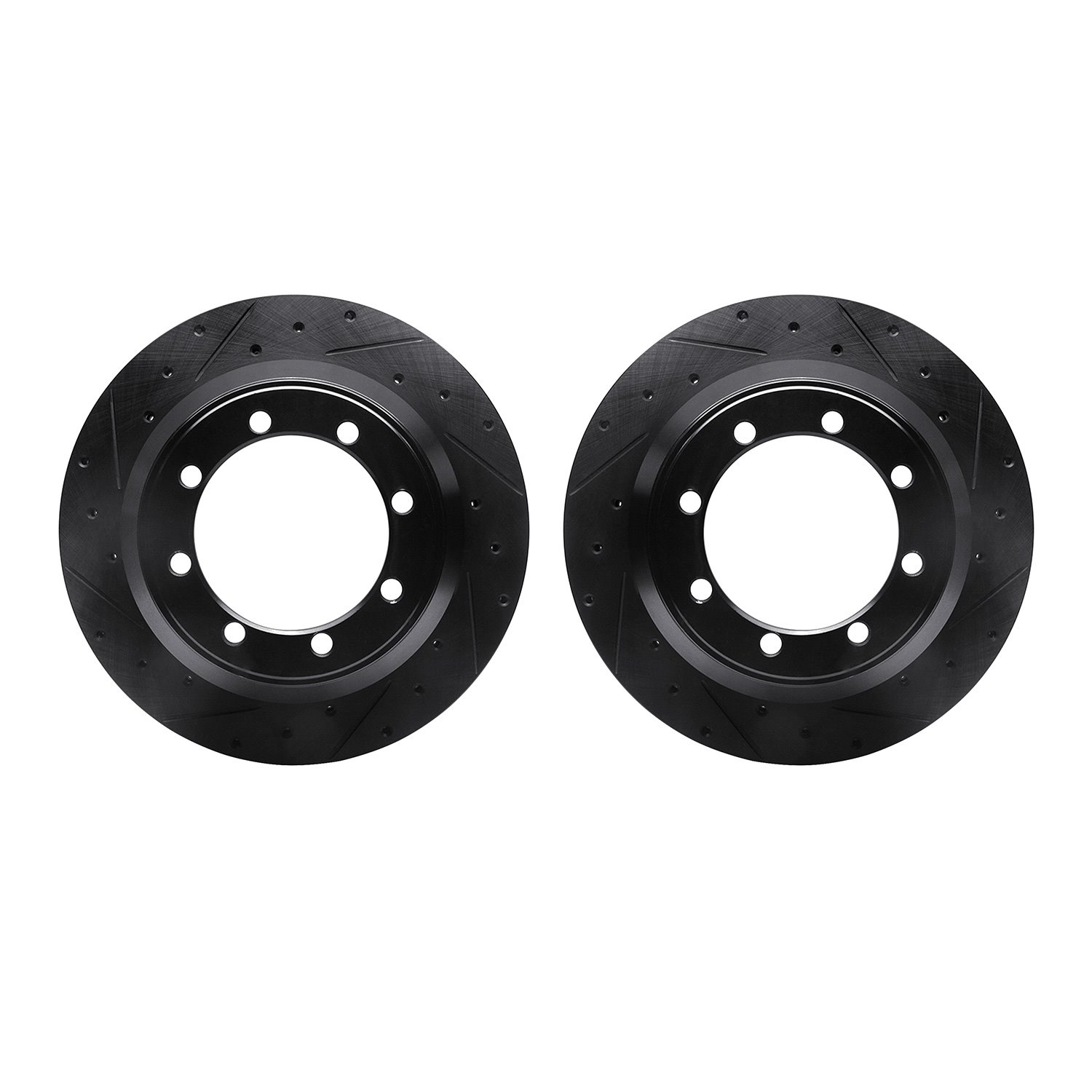 8002-54222 Drilled/Slotted Brake Rotors [Black], 1999-2004 Ford/Lincoln/Mercury/Mazda, Position: Rear