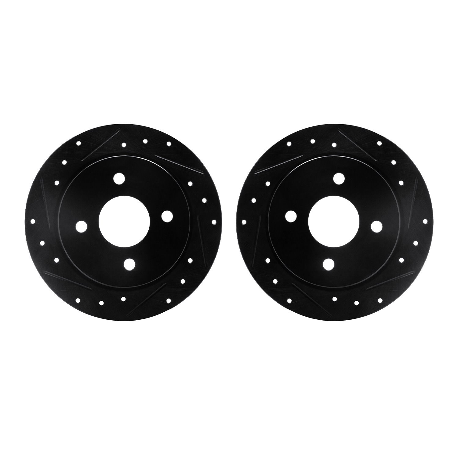 8002-54227 Drilled/Slotted Brake Rotors [Black], 2001-2019 Ford/Lincoln/Mercury/Mazda, Position: Rear