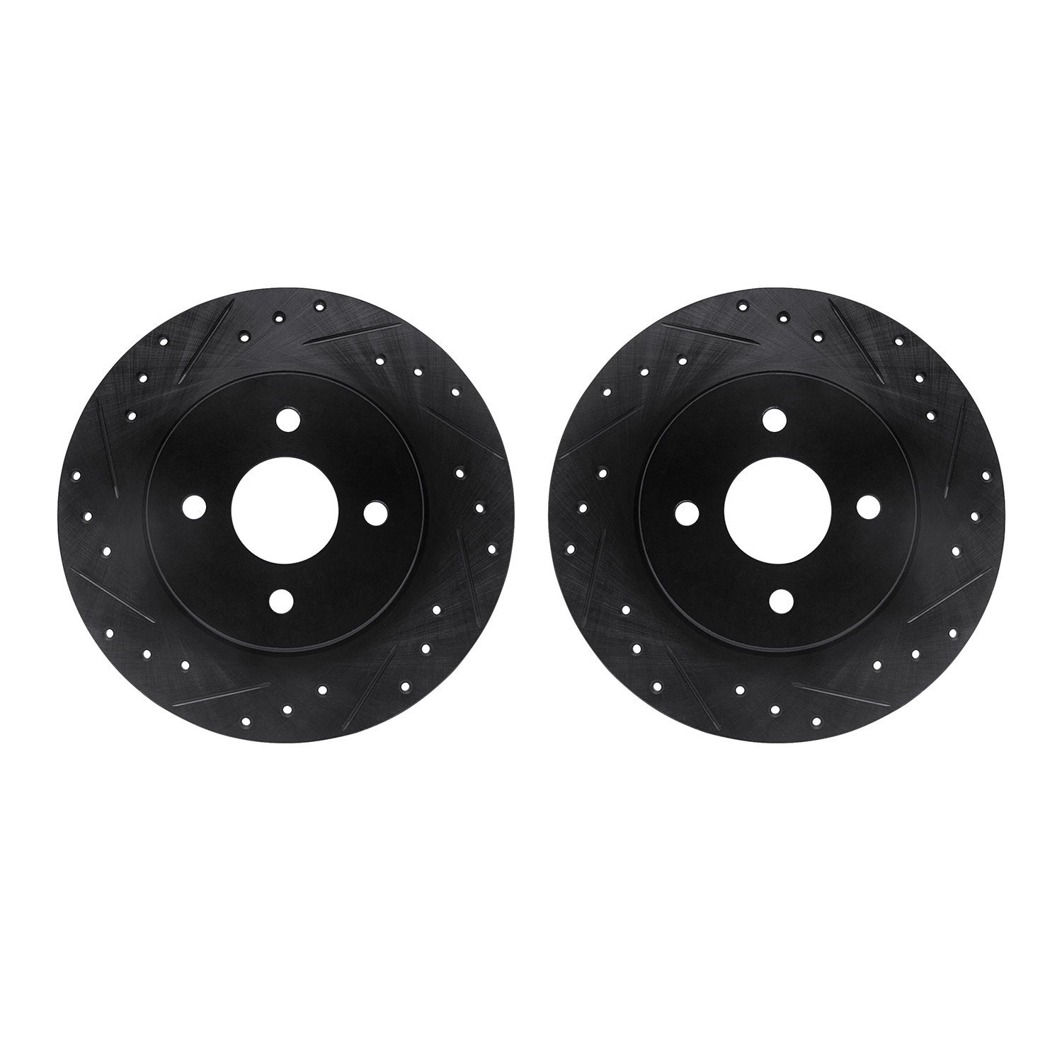8002-54228 Drilled/Slotted Brake Rotors [Black], 2002-2004 Ford/Lincoln/Mercury/Mazda, Position: Rear