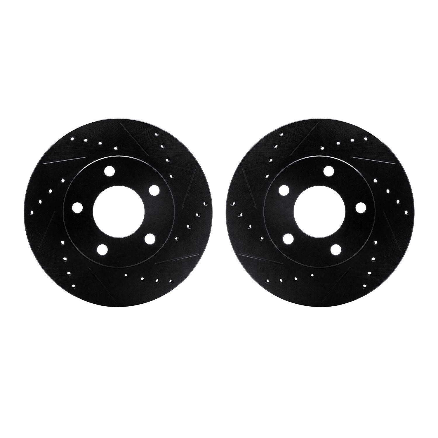 8002-54234 Drilled/Slotted Brake Rotors [Black], 1975-1980 Ford/Lincoln/Mercury/Mazda, Position: Rear