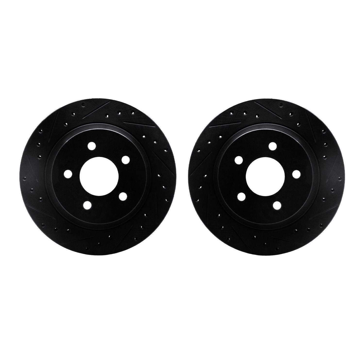 8002-54239 Drilled/Slotted Brake Rotors [Black], 1994-2004 Ford/Lincoln/Mercury/Mazda, Position: Rear