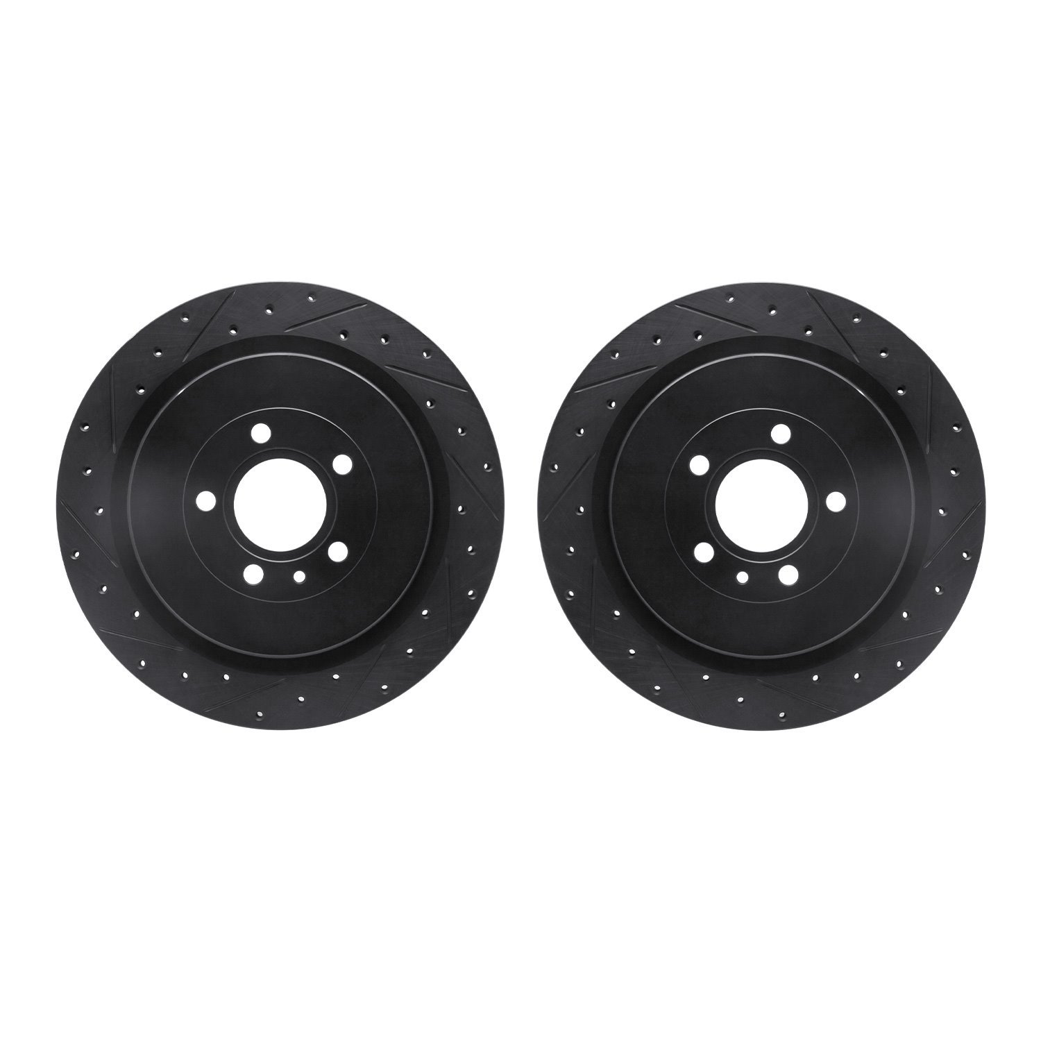 8002-54241 Drilled/Slotted Brake Rotors [Black], 2013-2014 Ford/Lincoln/Mercury/Mazda, Position: Rear