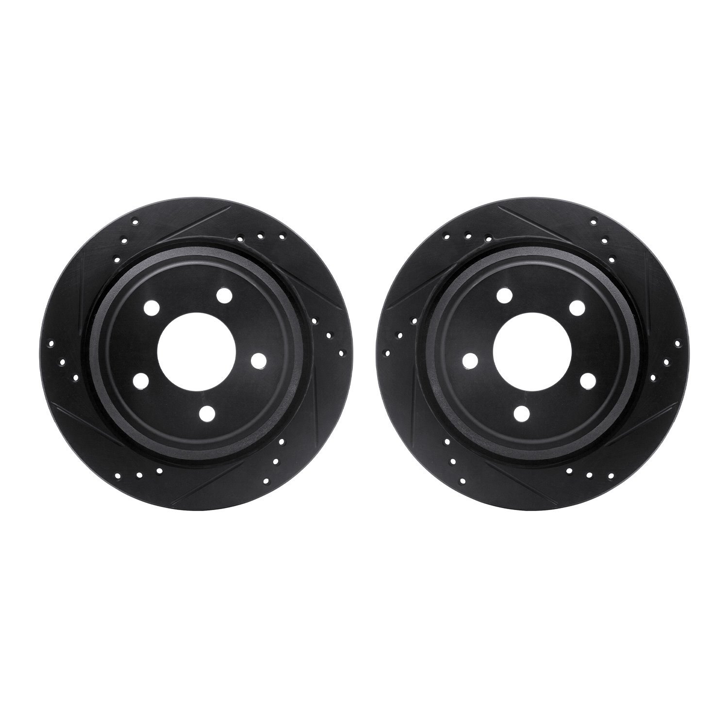 8002-54244 Drilled/Slotted Brake Rotors [Black], 2010-2011 Ford/Lincoln/Mercury/Mazda, Position: Rear