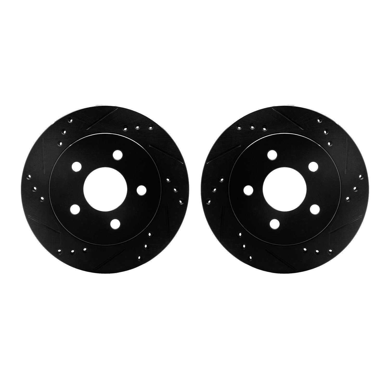 8002-54246 Drilled/Slotted Brake Rotors [Black], 1990-1992 Ford/Lincoln/Mercury/Mazda, Position: Rear