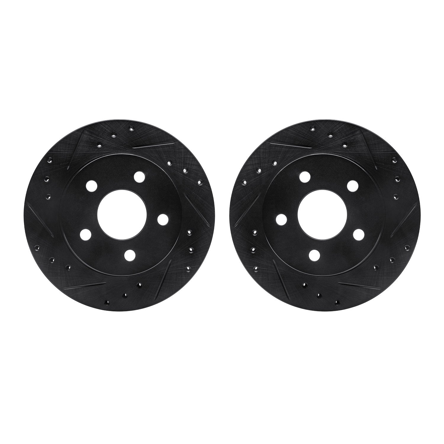 8002-54248 Drilled/Slotted Brake Rotors [Black], 1993-1998 Ford/Lincoln/Mercury/Mazda, Position: Rear