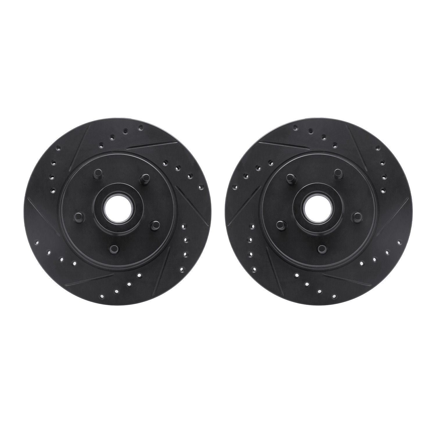 8002-55002 Drilled/Slotted Brake Rotors [Black], 1984-1987 Ford/Lincoln/Mercury/Mazda, Position: Front