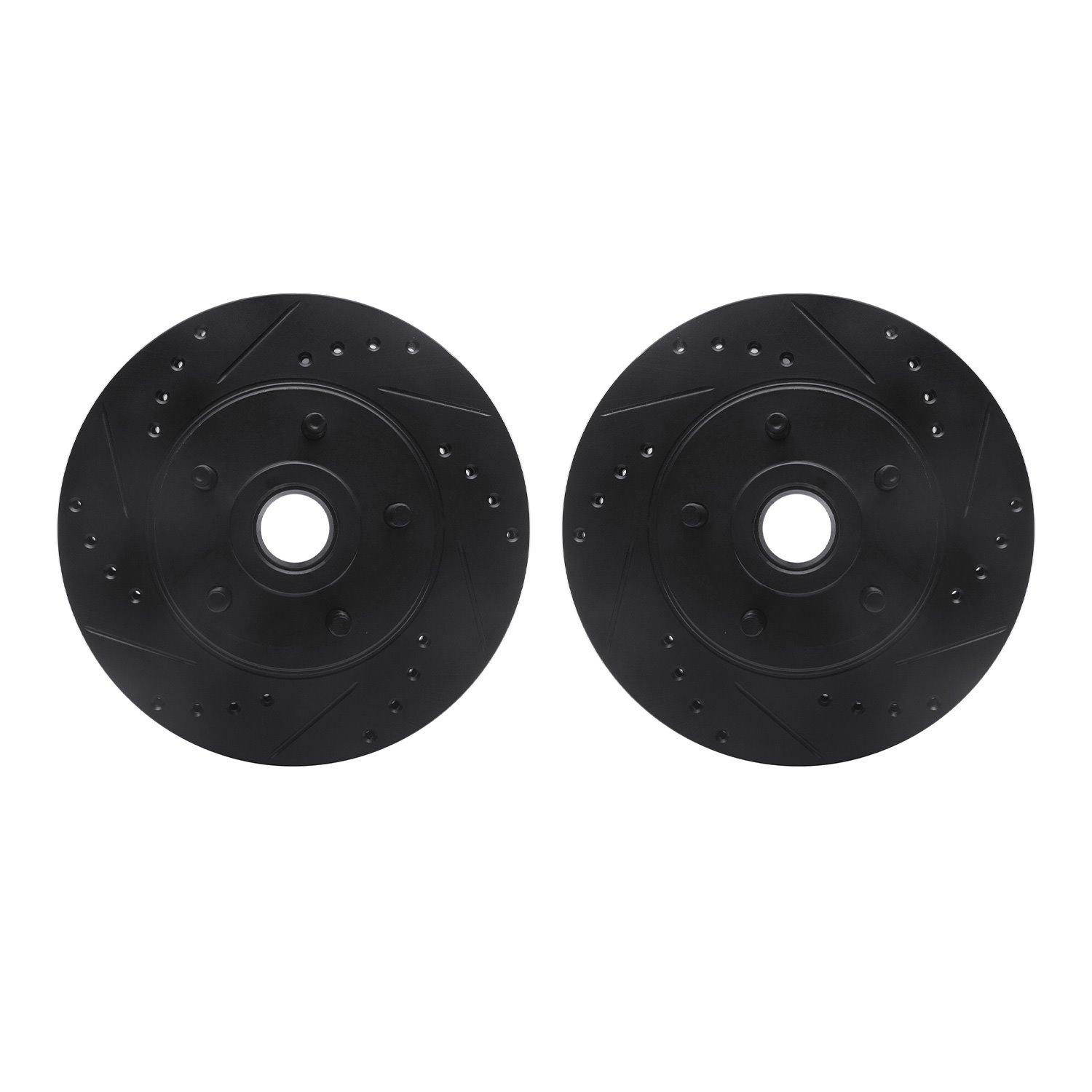 8002-55003 Drilled/Slotted Brake Rotors [Black], 1987-1992 Ford/Lincoln/Mercury/Mazda, Position: Front
