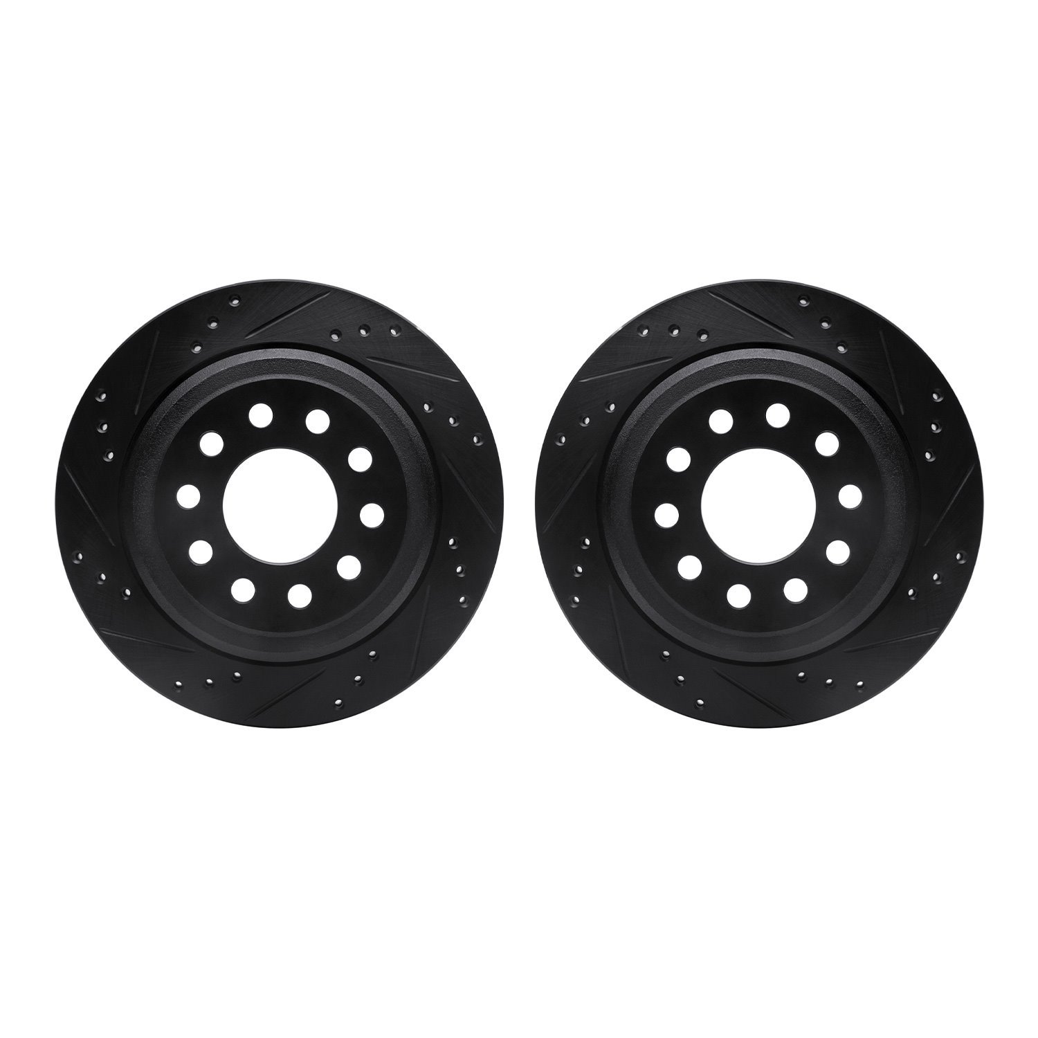 8002-55009 Drilled/Slotted Brake Rotors [Black], 2003-2011 Ford/Lincoln/Mercury/Mazda, Position: Rear