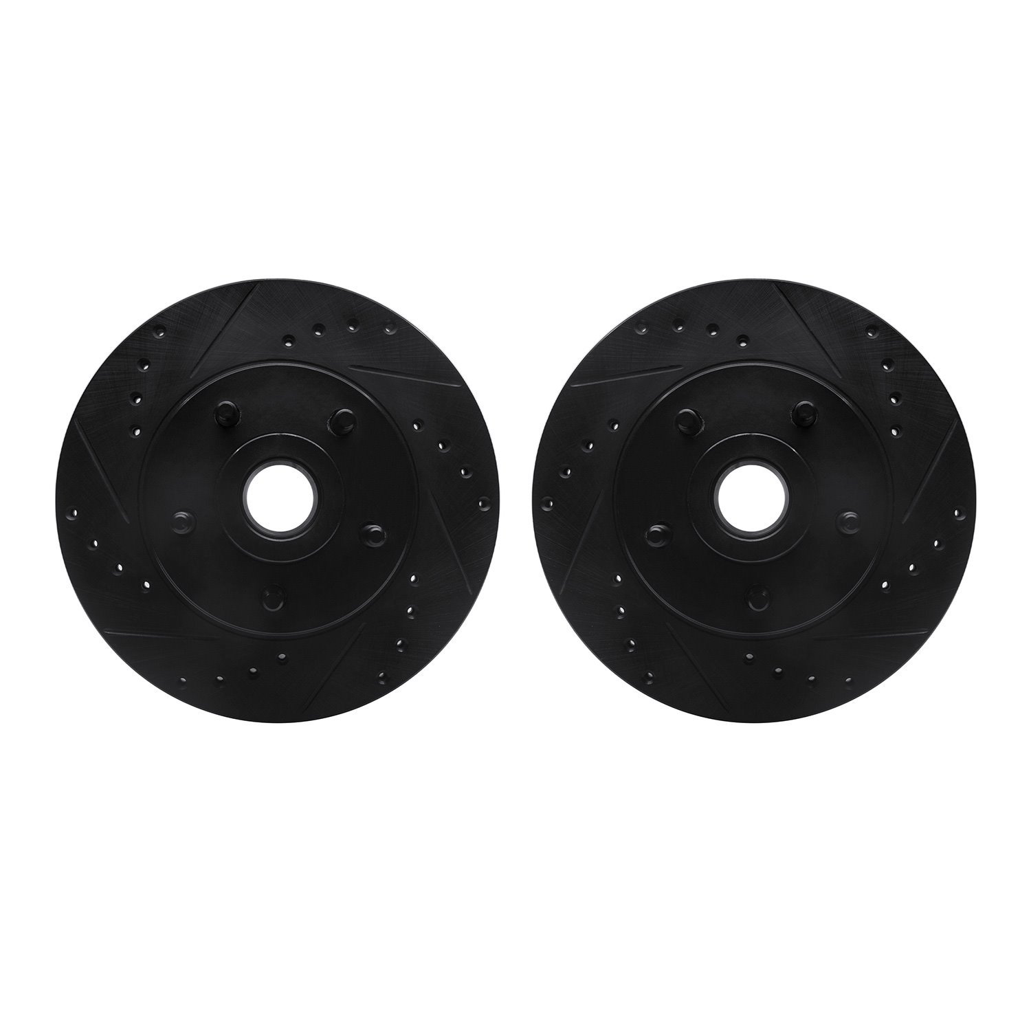 8002-56004 Drilled/Slotted Brake Rotors [Black], 1979-1991 Ford/Lincoln/Mercury/Mazda, Position: Front