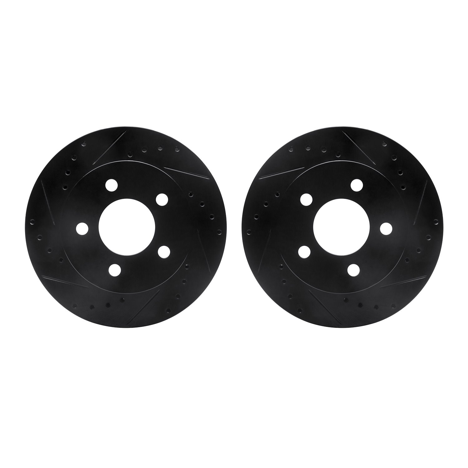 8002-56006 Drilled/Slotted Brake Rotors [Black], 1991-1994 Ford/Lincoln/Mercury/Mazda, Position: Front