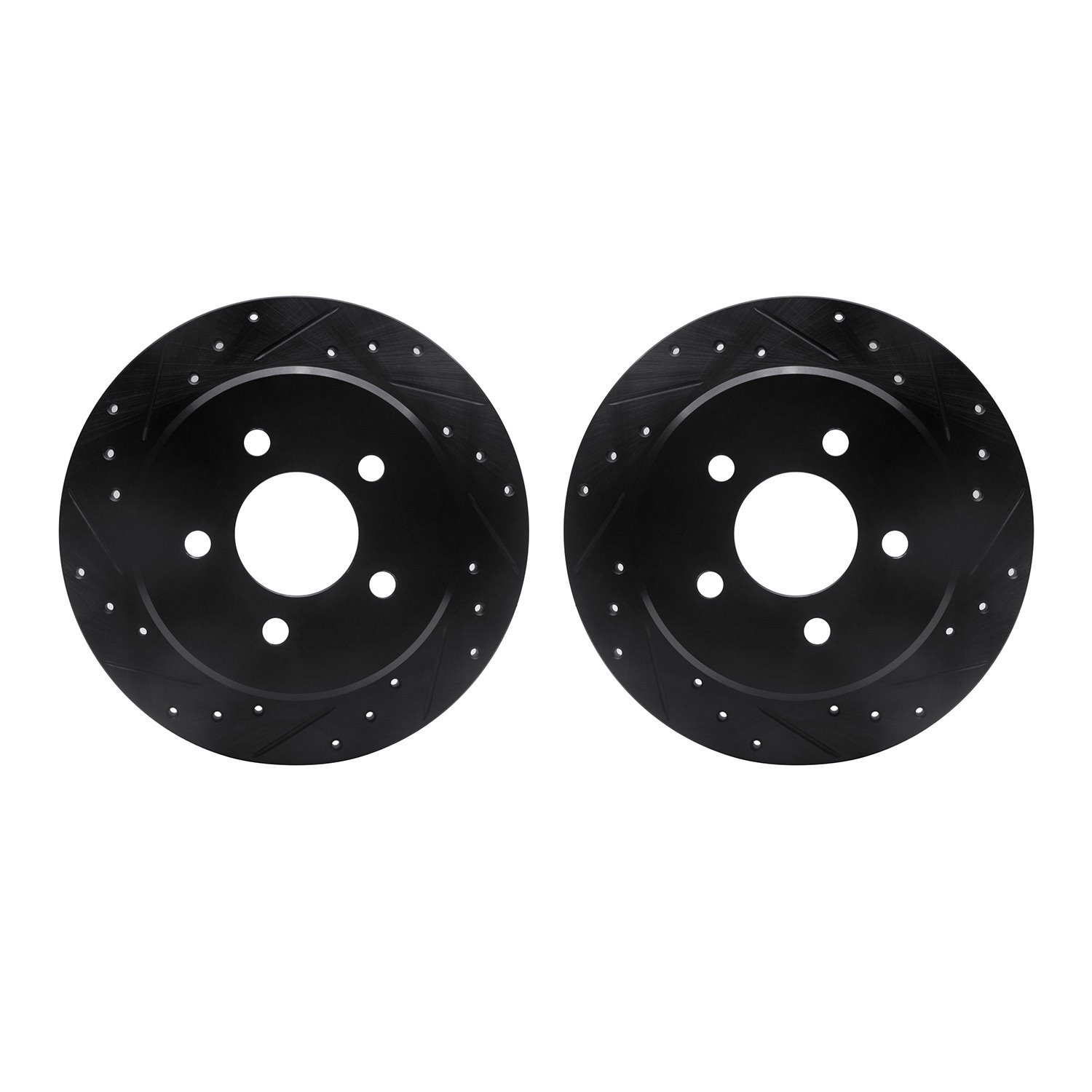 8002-56014 Drilled/Slotted Brake Rotors [Black], 1991-1995 Ford/Lincoln/Mercury/Mazda, Position: Rear
